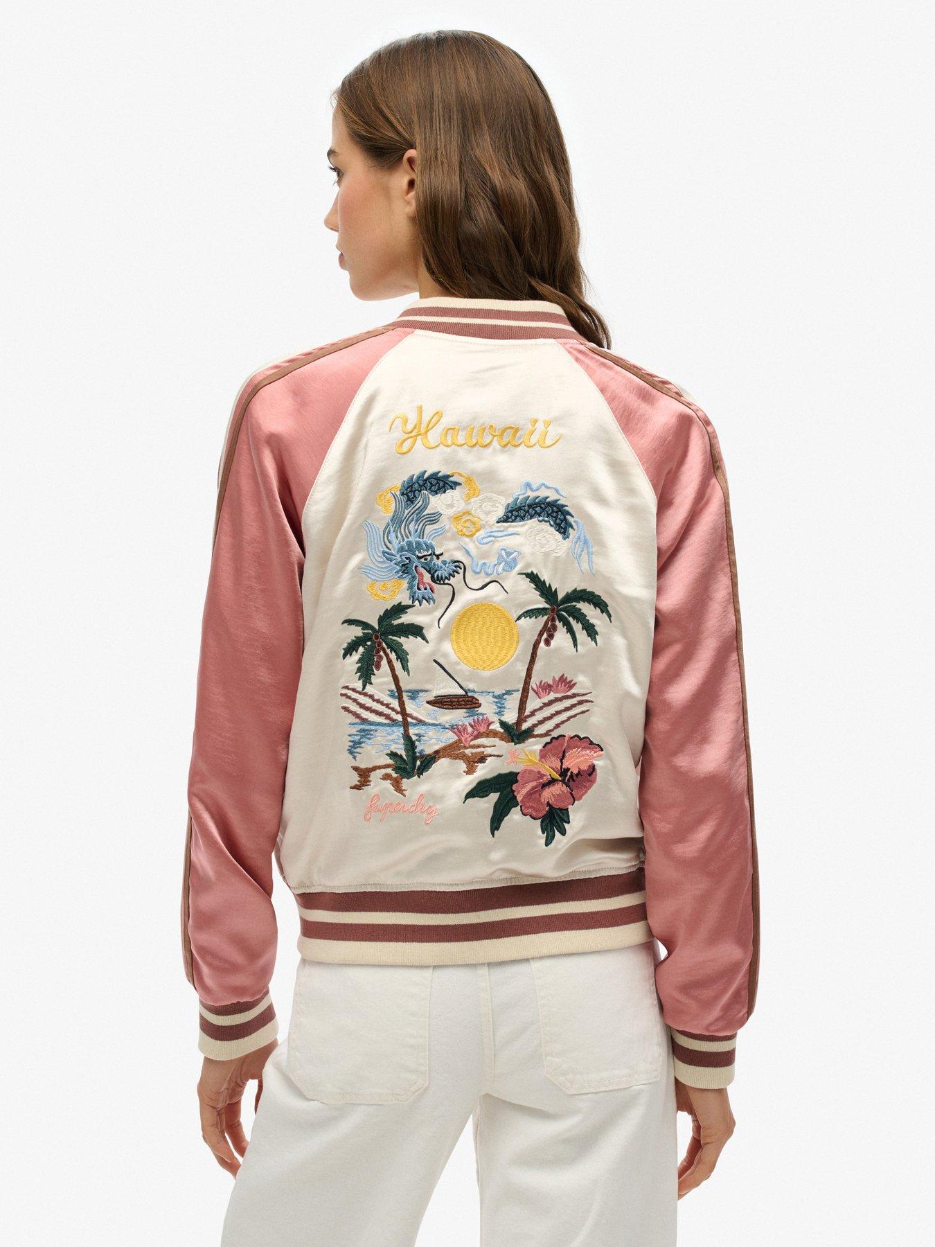 Image 2 of 6 of Superdry Suikajan Embroidered Bomber - White