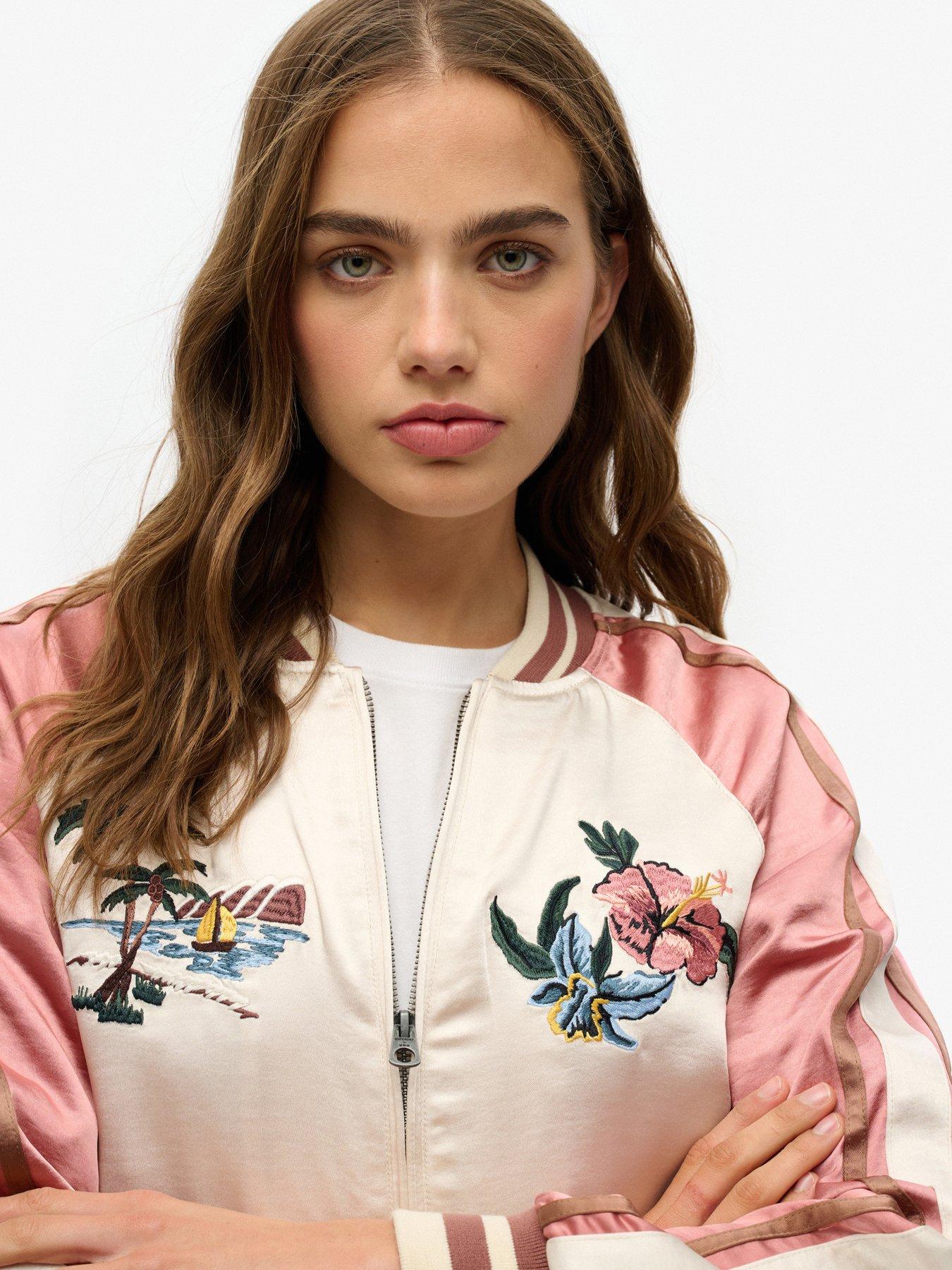 Image 4 of 6 of Superdry Suikajan Embroidered Bomber - White