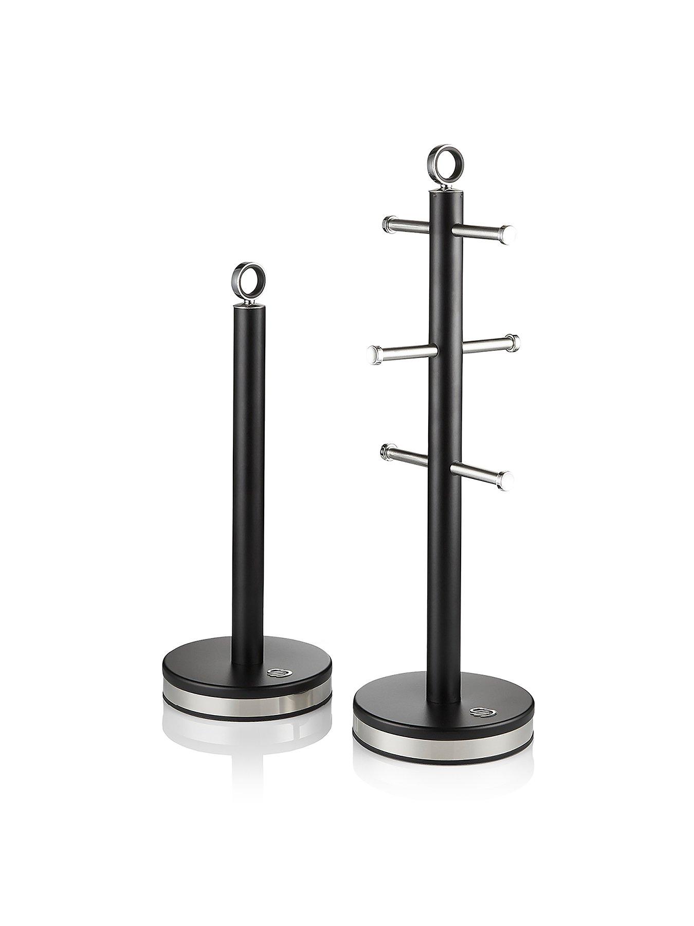 Image 1 of 6 of Swan Serenity Towel Pole and Mug Tree Set, Black