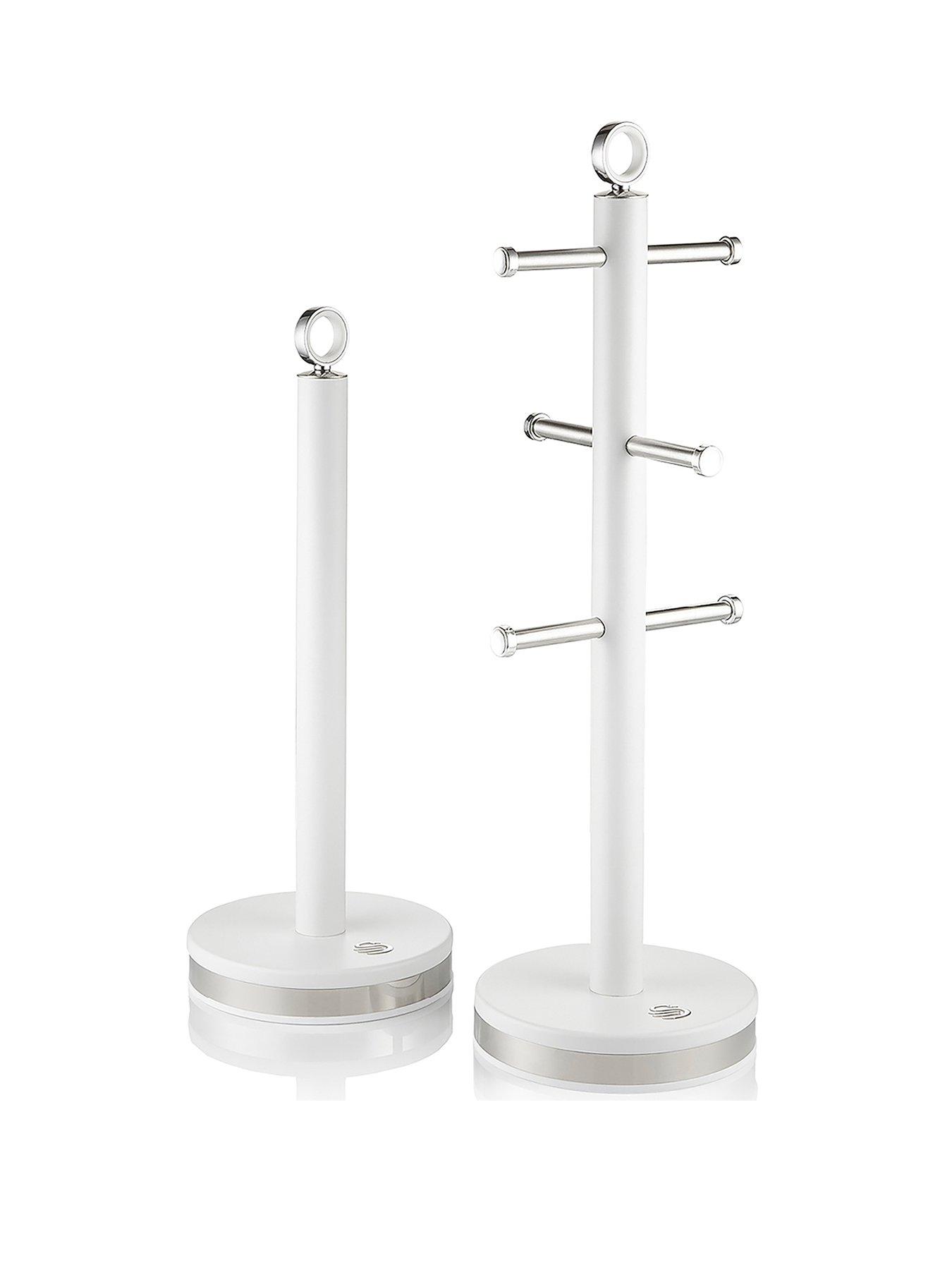 Swan Serenity Towel Pole and Mug Tree Set, White