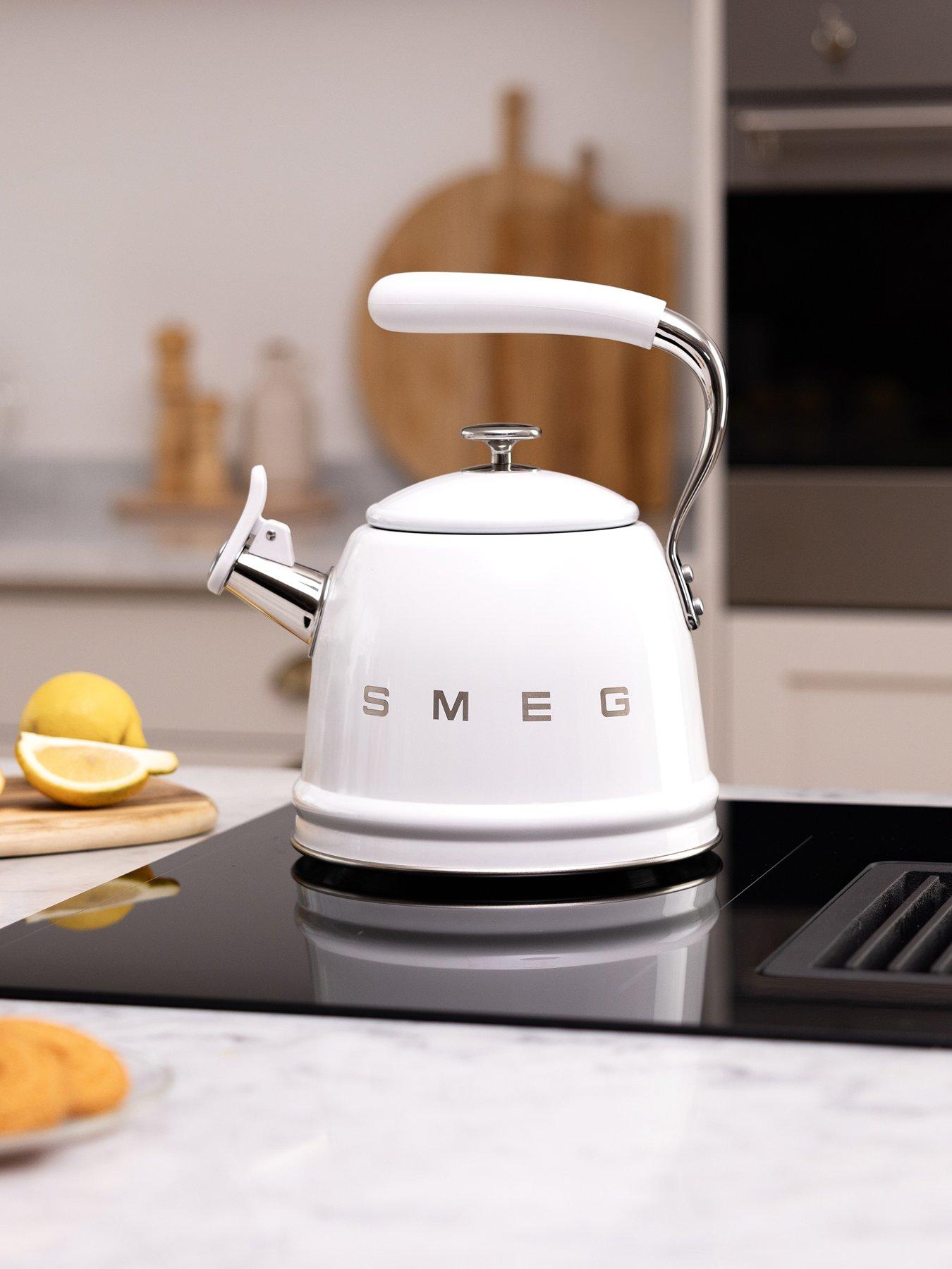 Image 1 of 6 of Smeg Whistling Kettle with Cool Touch Handle, 2.3L, White