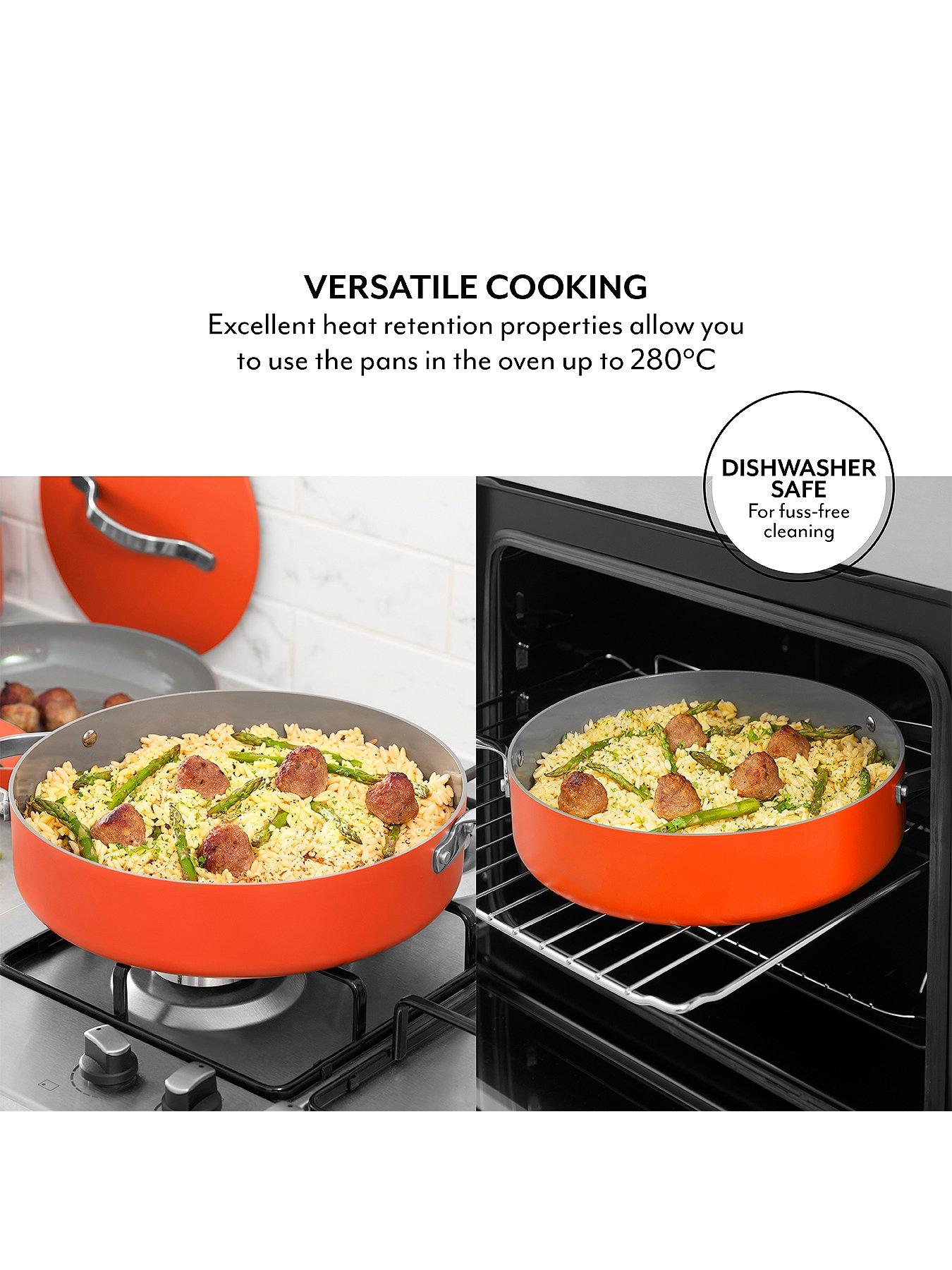 Sur La Table Orange 4 Piece Aluminium Cookware Set with Ceramic Non ...