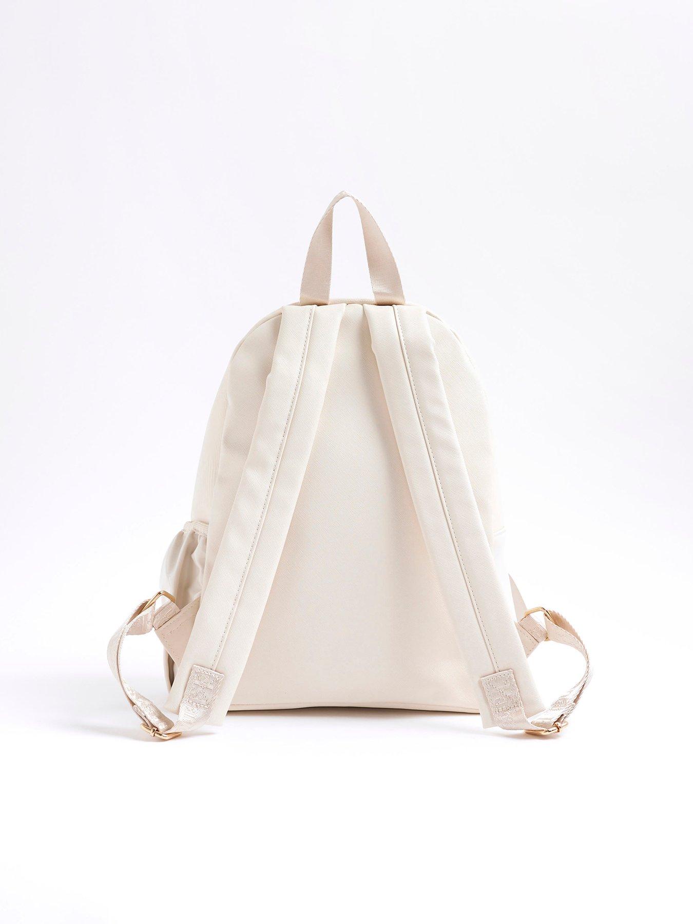Image 2 of 5 of River Island Older Girls Heart Lock Pocket Backpack - Cream