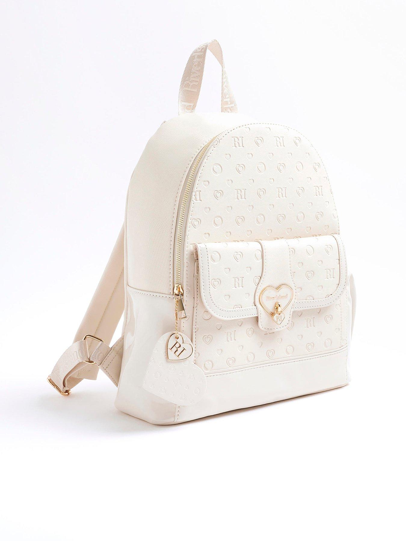 Image 3 of 5 of River Island Older Girls Heart Lock Pocket Backpack - Cream