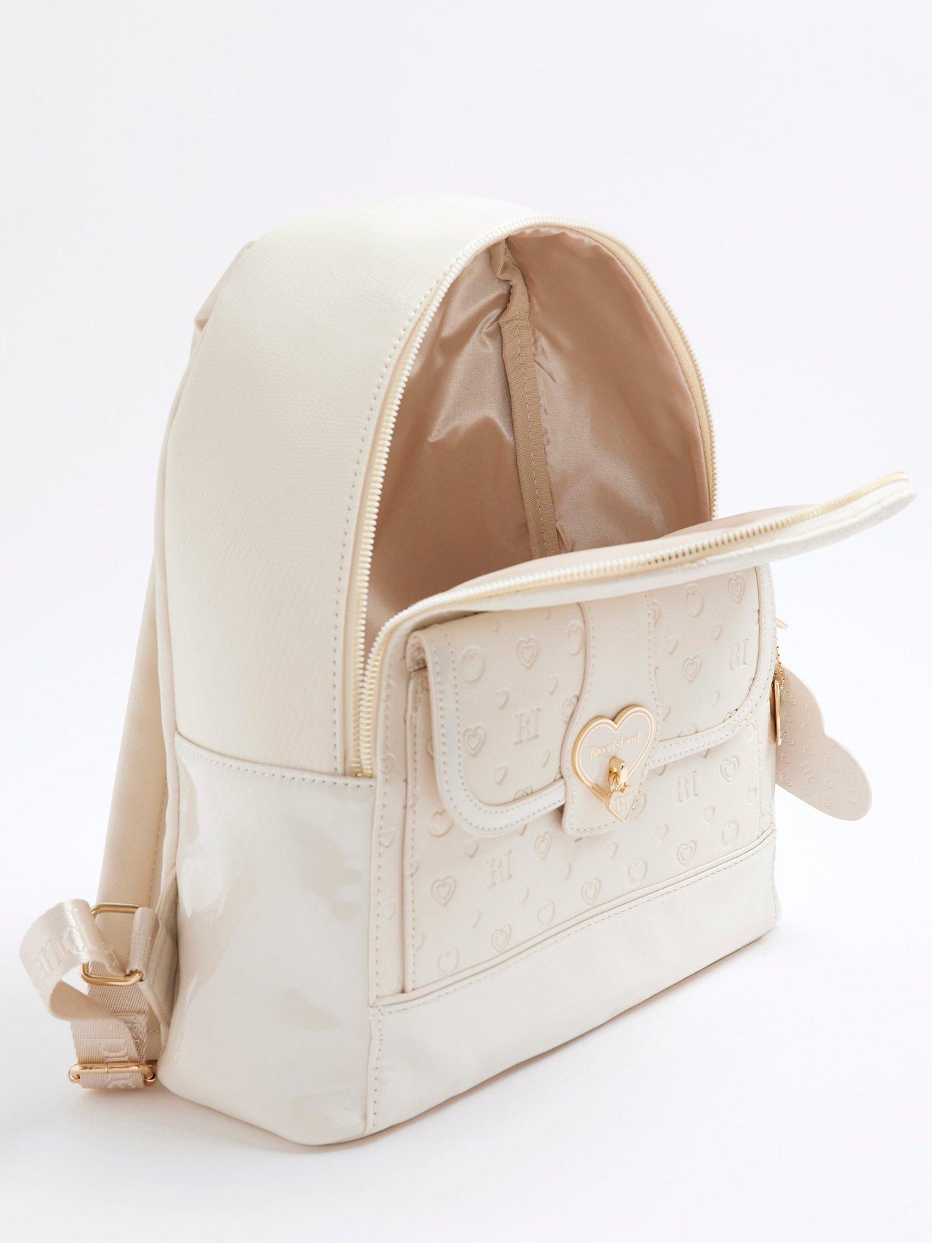 Image 4 of 5 of River Island Older Girls Heart Lock Pocket Backpack - Cream
