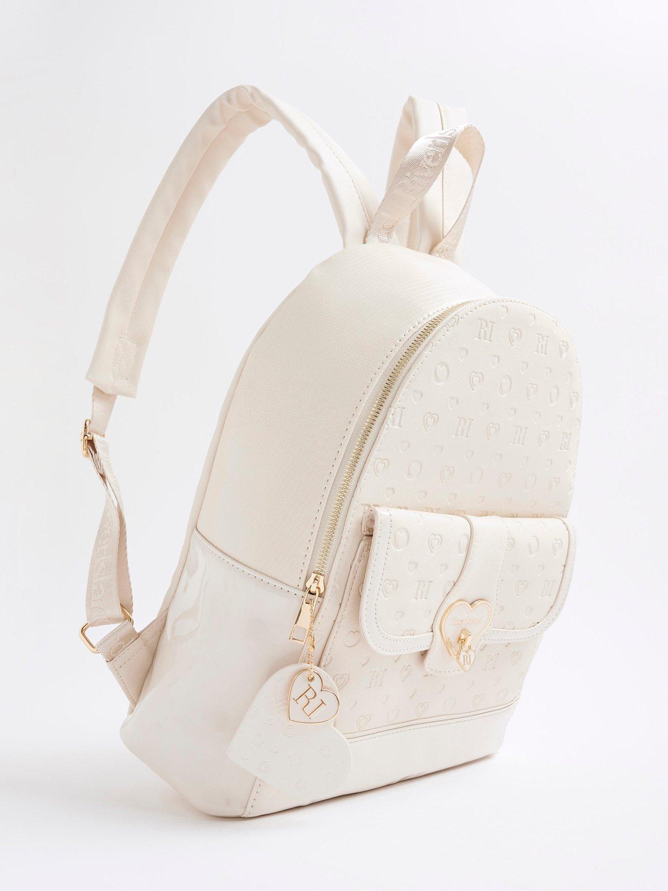Image 5 of 5 of River Island Older Girls Heart Lock Pocket Backpack - Cream