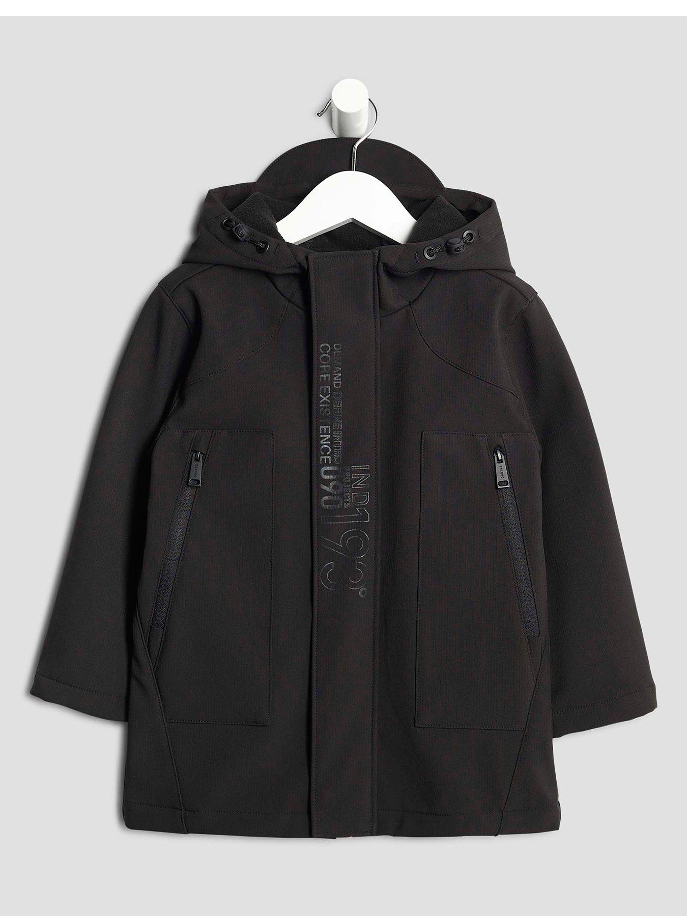 River Island Mini Boys Printed Soft Shell Jacket - Black