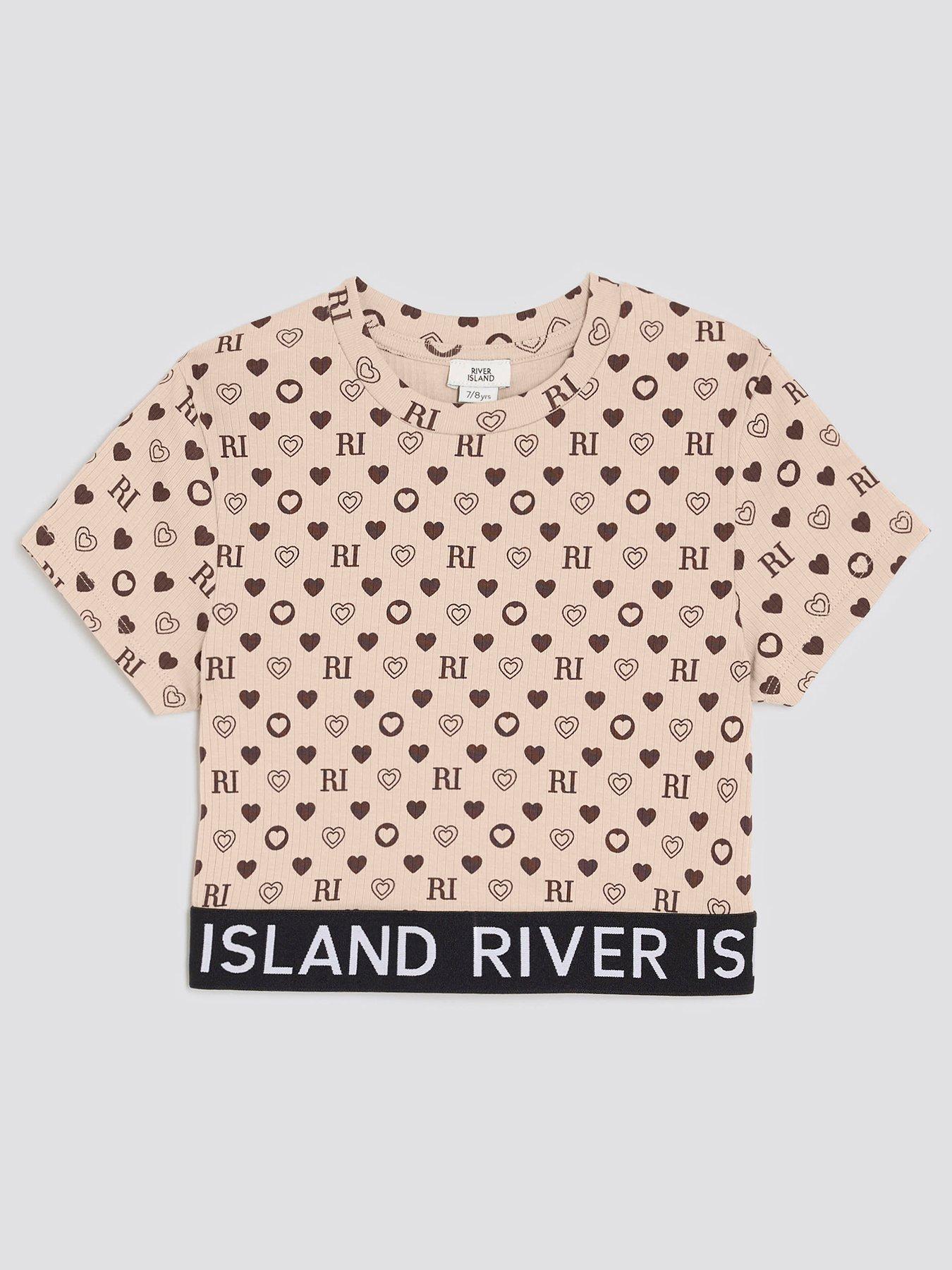 River Island Older Girls Monogram Waistband Top - Brown