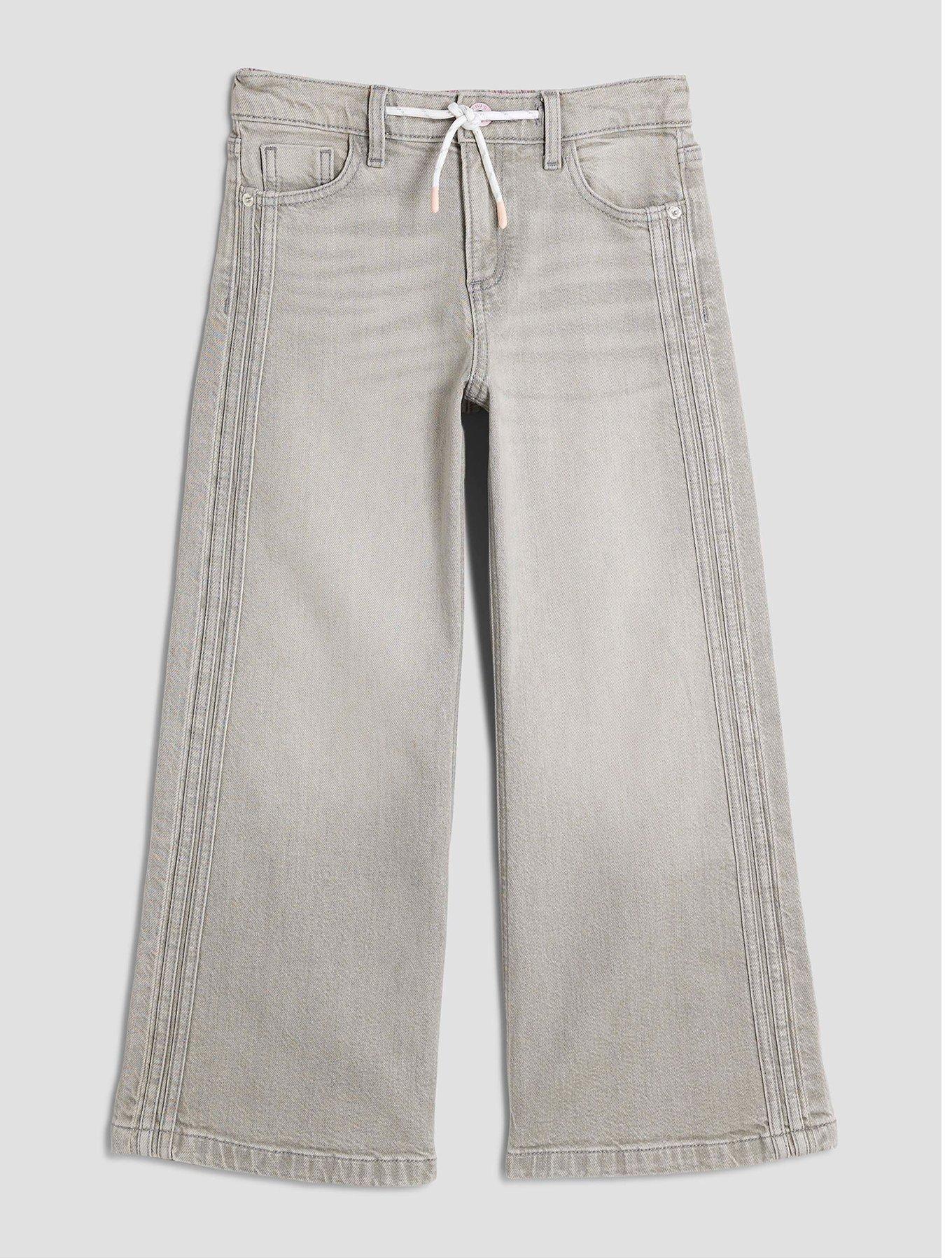undefined Older Girls Pull On Wide Leg Jeans - Grey