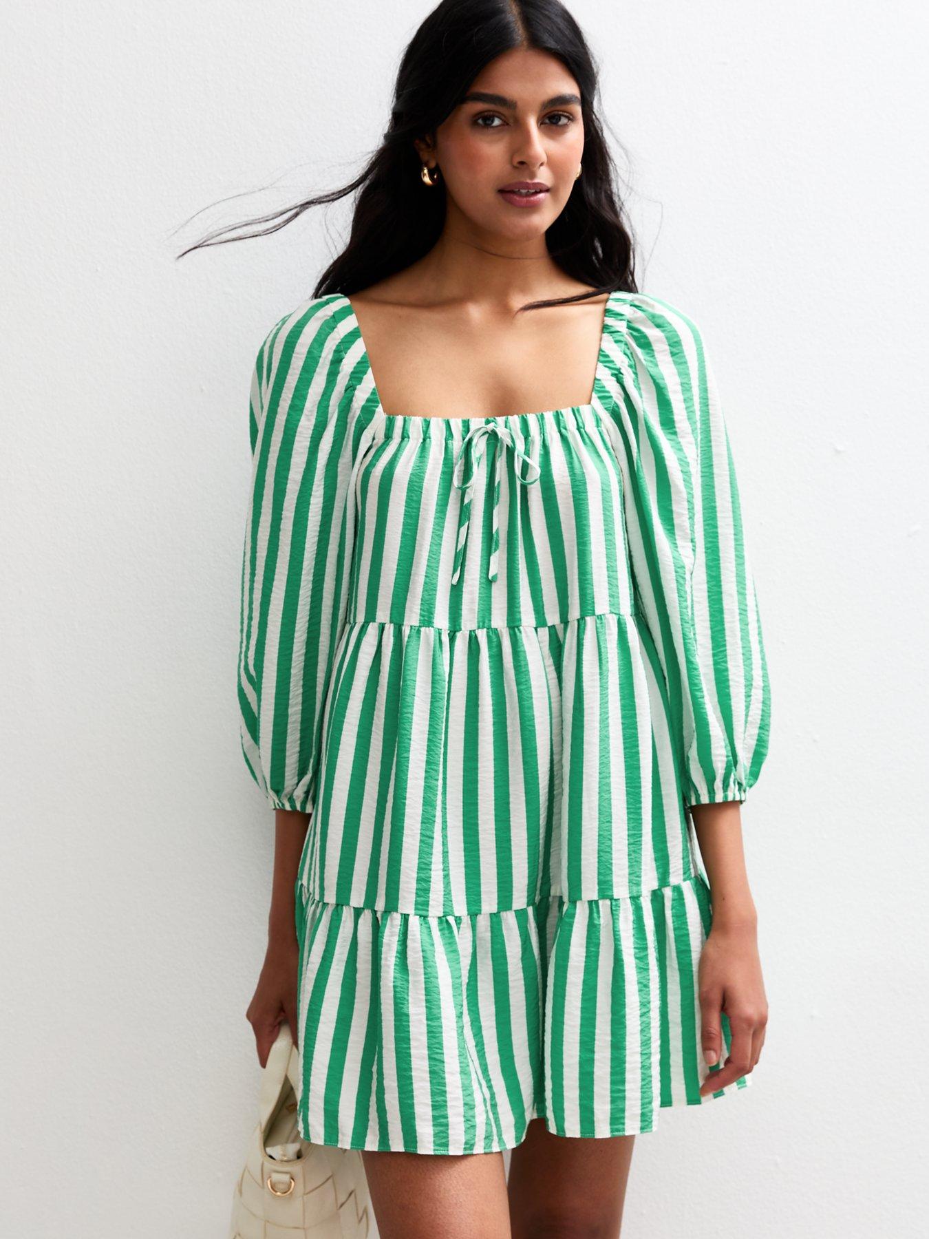 Smocked Mini Dress-Green