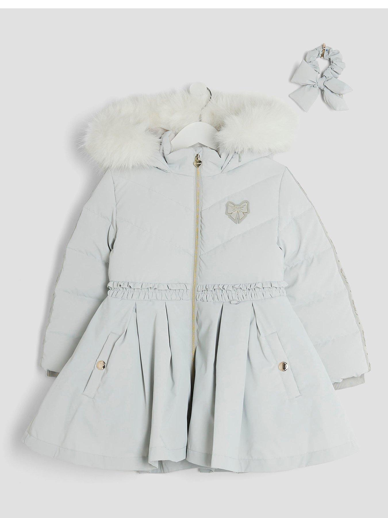 undefined Mini Girls Padded Skirt Coat - Grey
