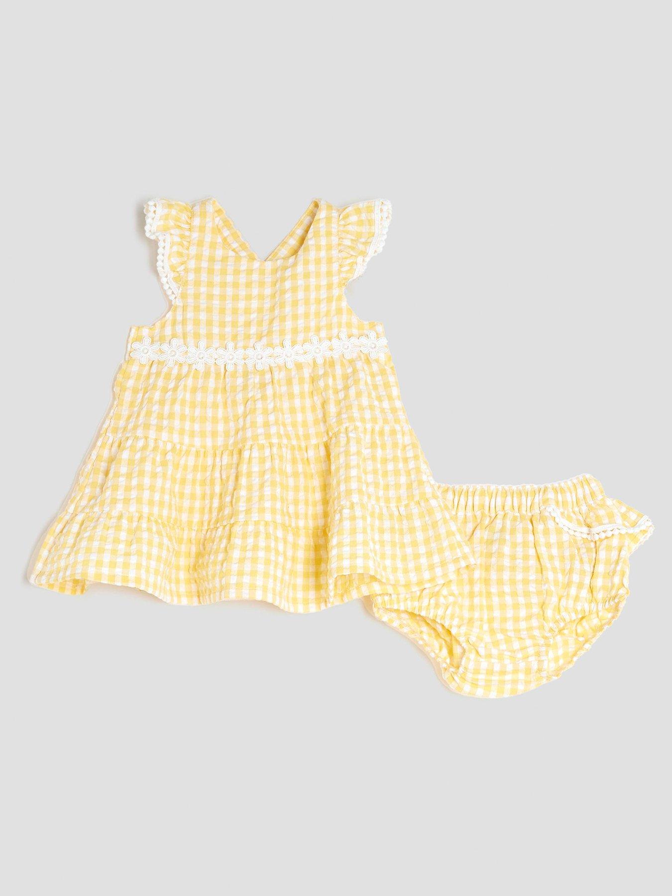 River Island Baby Girl Daisy Gingham Dress Set - Yellow