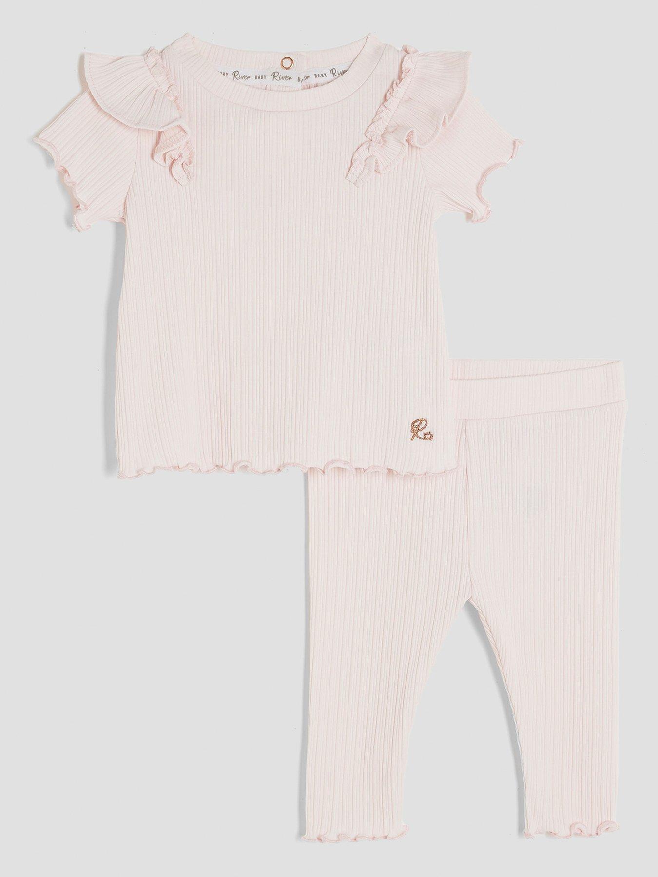 River Island Baby Girls Ribbed Legging Set - Pink