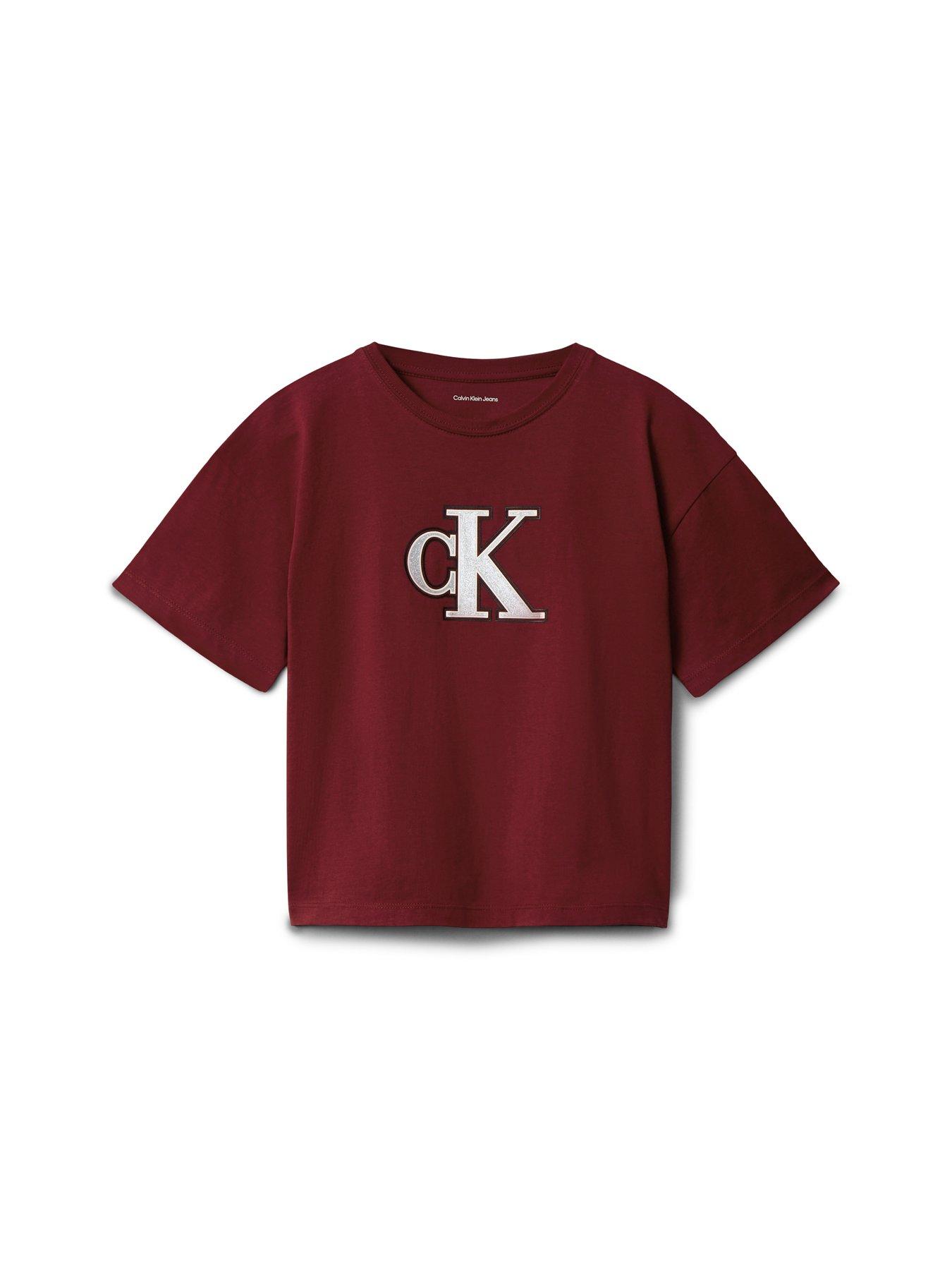 undefined Girls Festive Graphic Short Sleeve T-Shirt - Dark Red