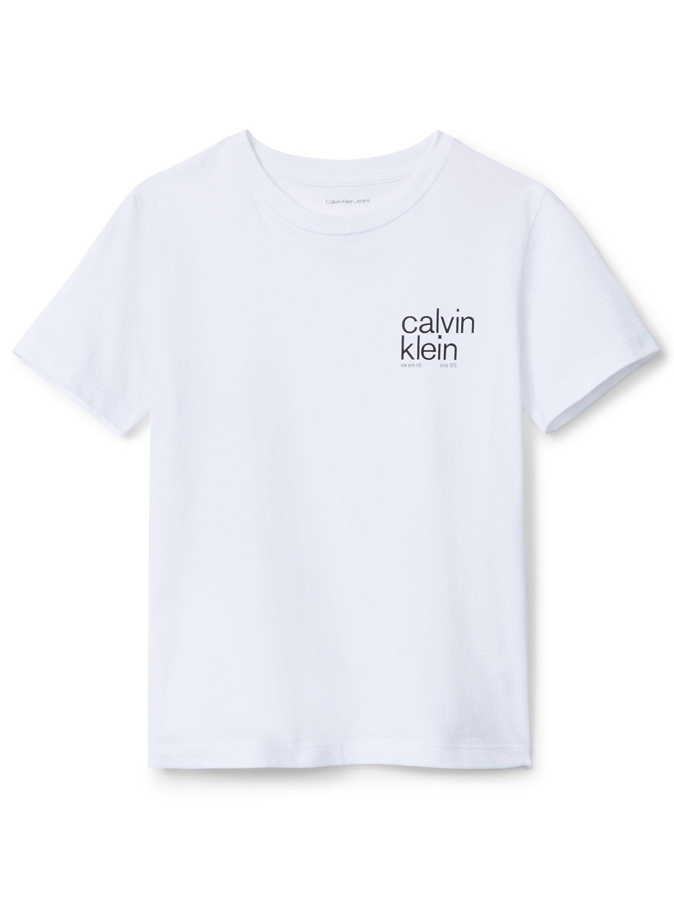 undefined Boys Reg CK Small Graphic Short Sleeve T-Shirt - White