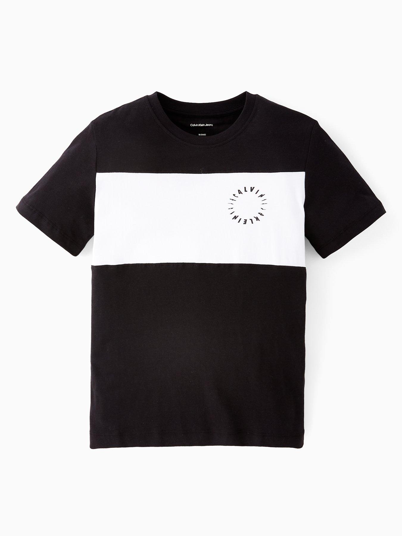 Calvin Klein Jeans Boys Color Block Graphic Short Sleeve T-shirt - Black