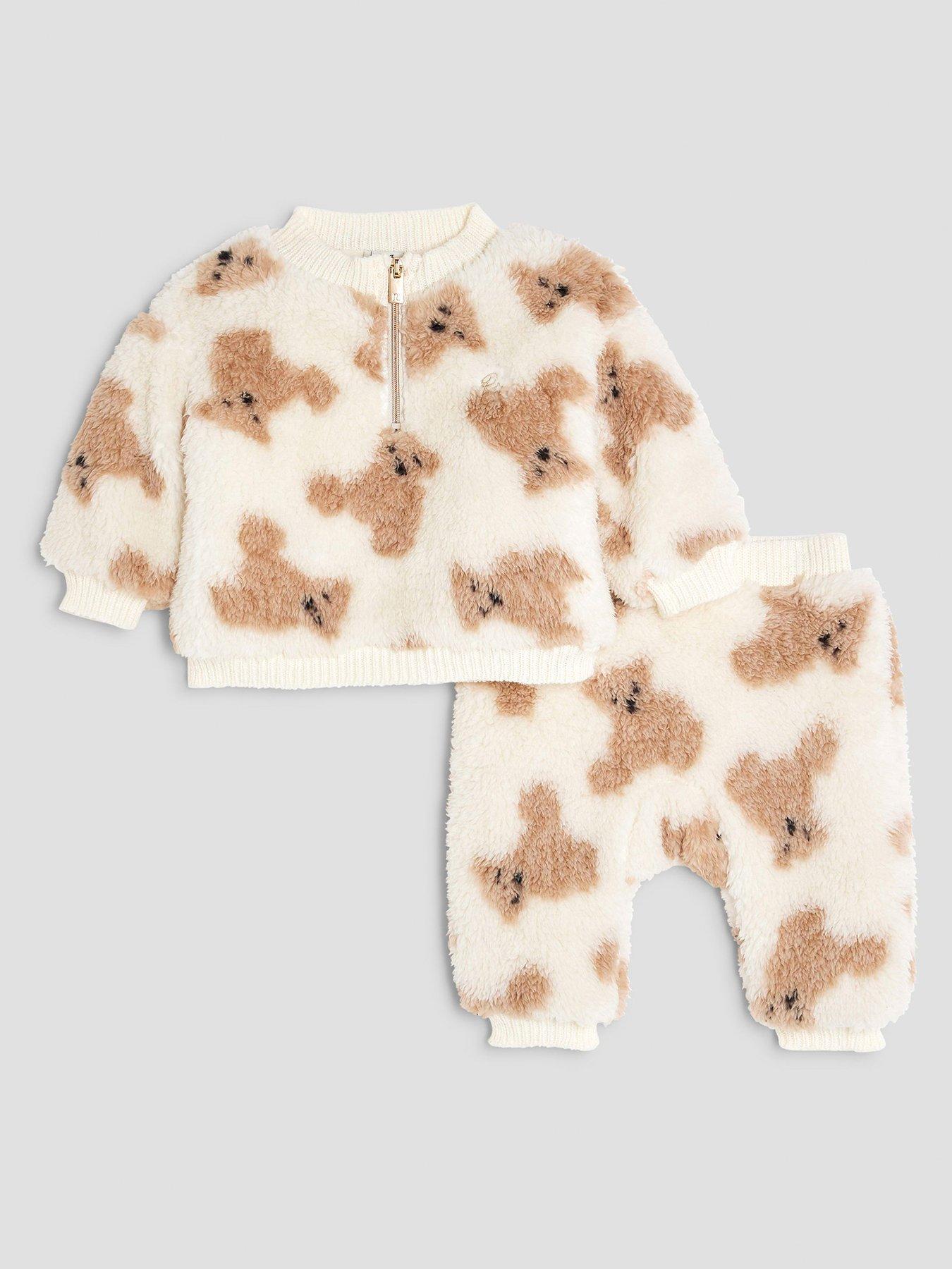 undefined Boys Zip Faux Fur Bear Set - Beige