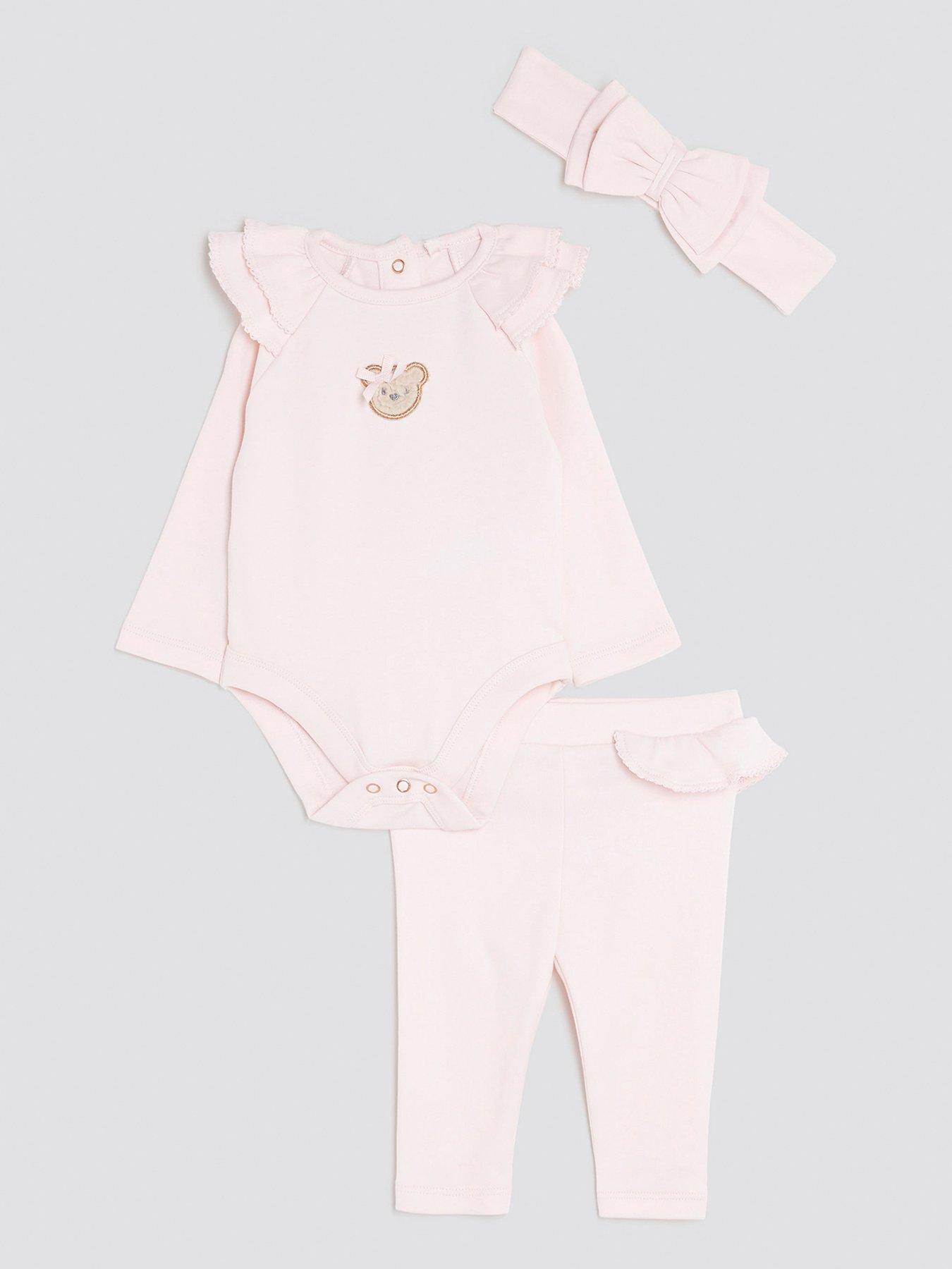 undefined Girls Bear Bodysuit 3 Piece Set - Pink