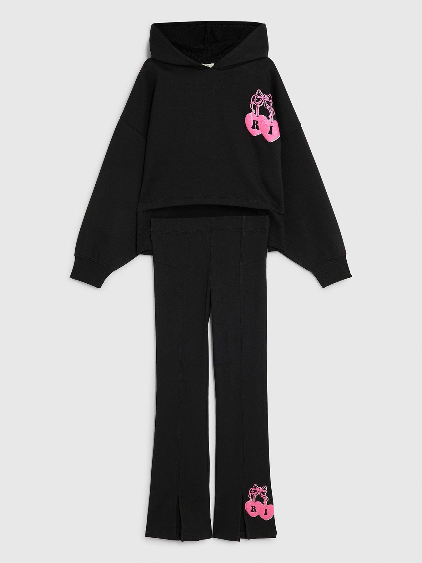 River Island Older Girls Cherry Hoodie Set - Black