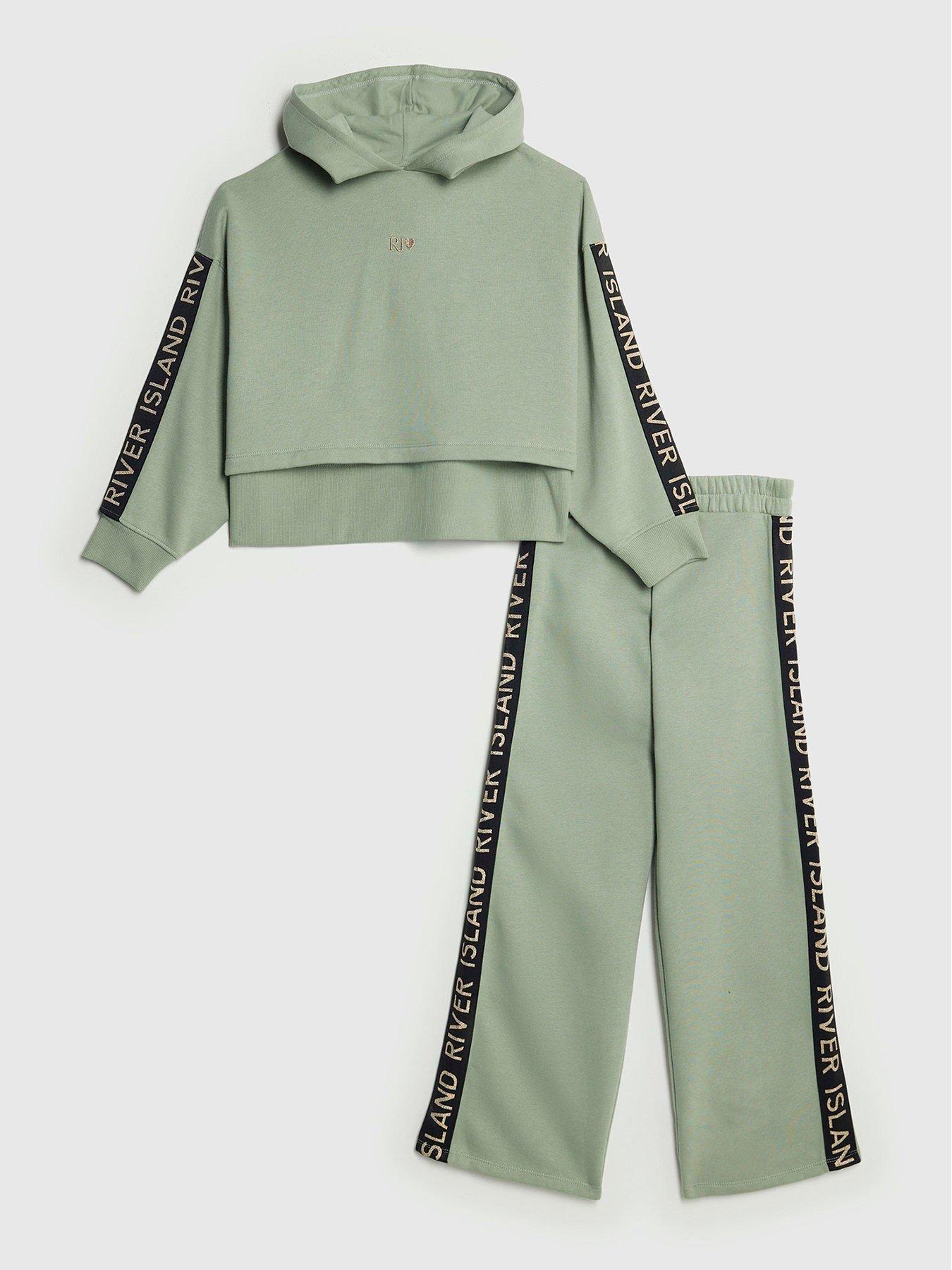 River Island Older Girls Hooded Sweatshirt Set - Khaki