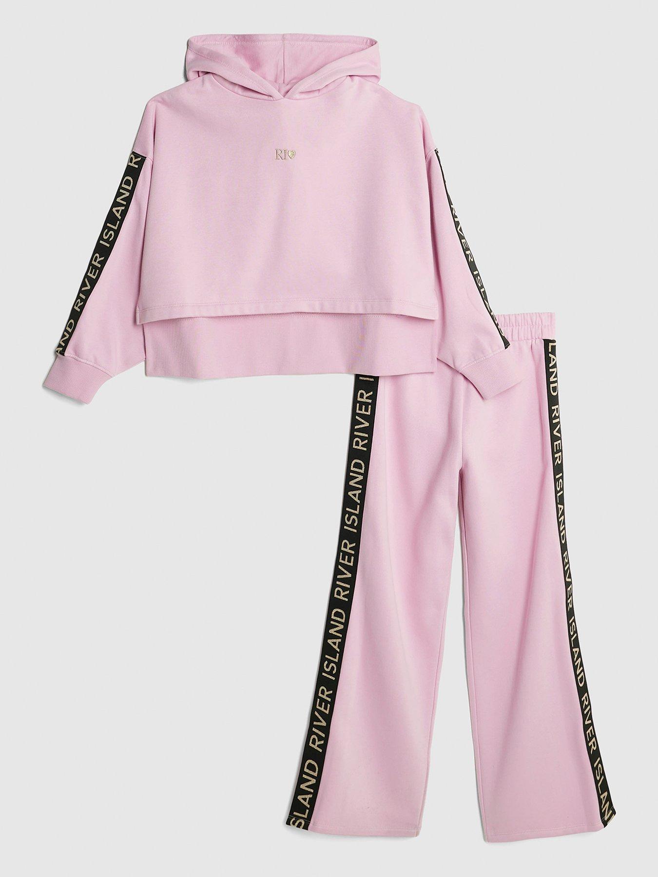 undefined Older Girls Hooded Sweat Set - Pink