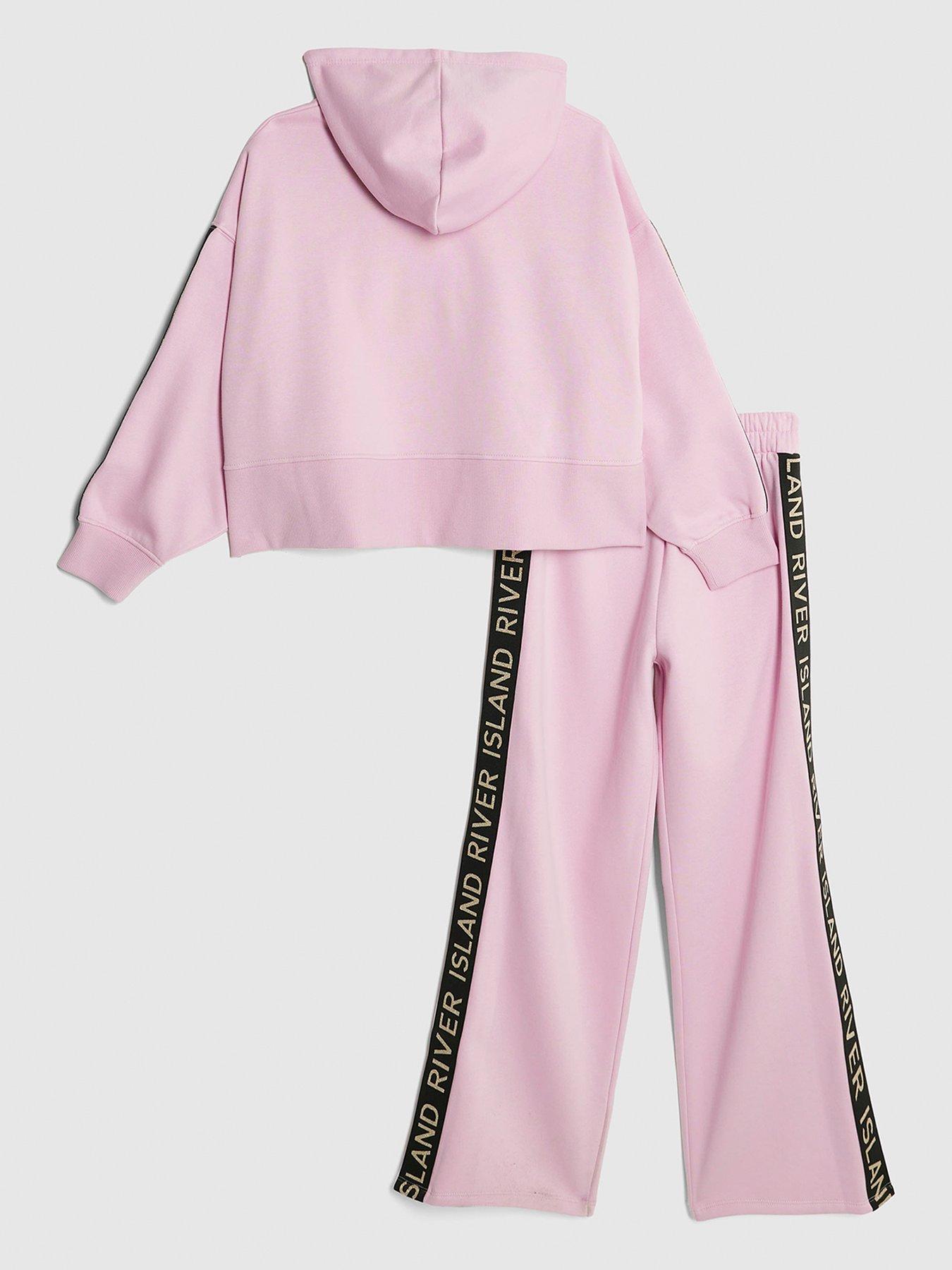 Image 2 of 4 of River Island Older Girls Hooded Sweat Set - Pink