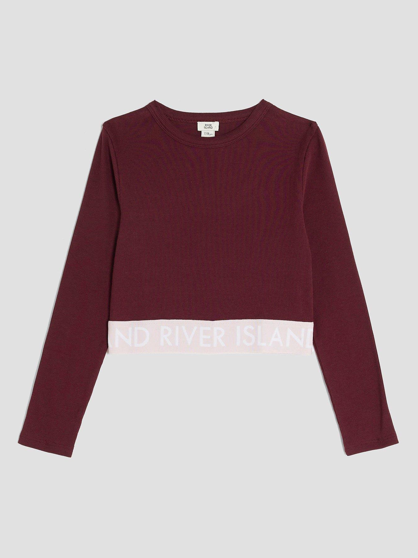 River Island Older Girls Ribbed River Island Long Sleeve Top - Red