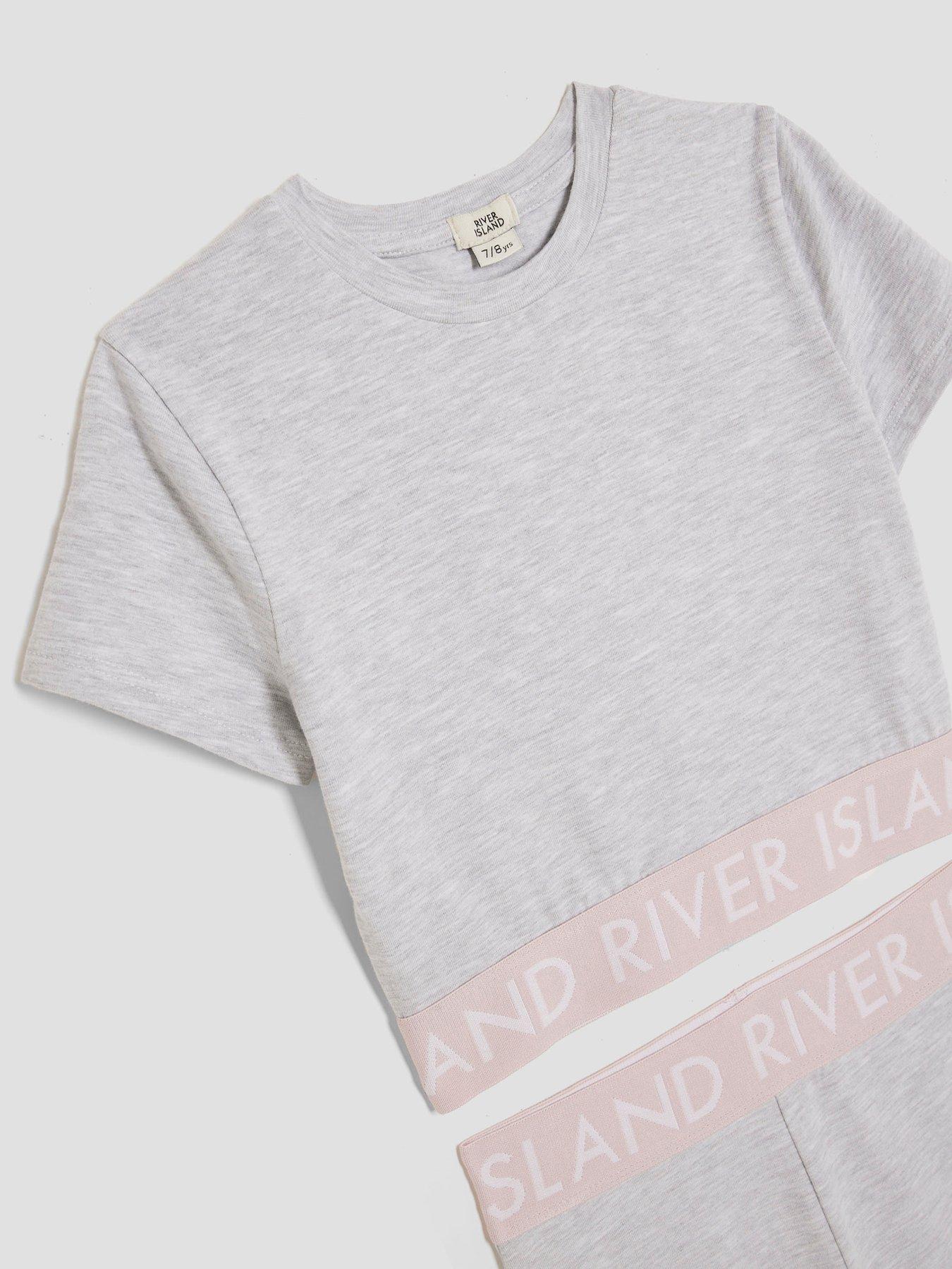 Image 2 of 3 of River Island Older Girls River Island Waistband Kickflare Set - Grey