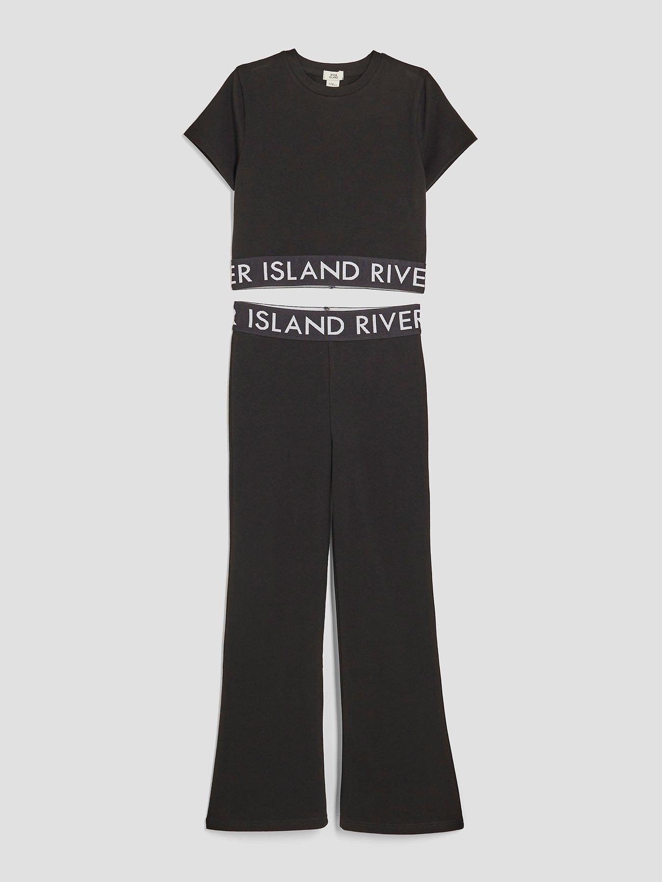undefined Older Girls Waist Band Kick Flare Set - Black