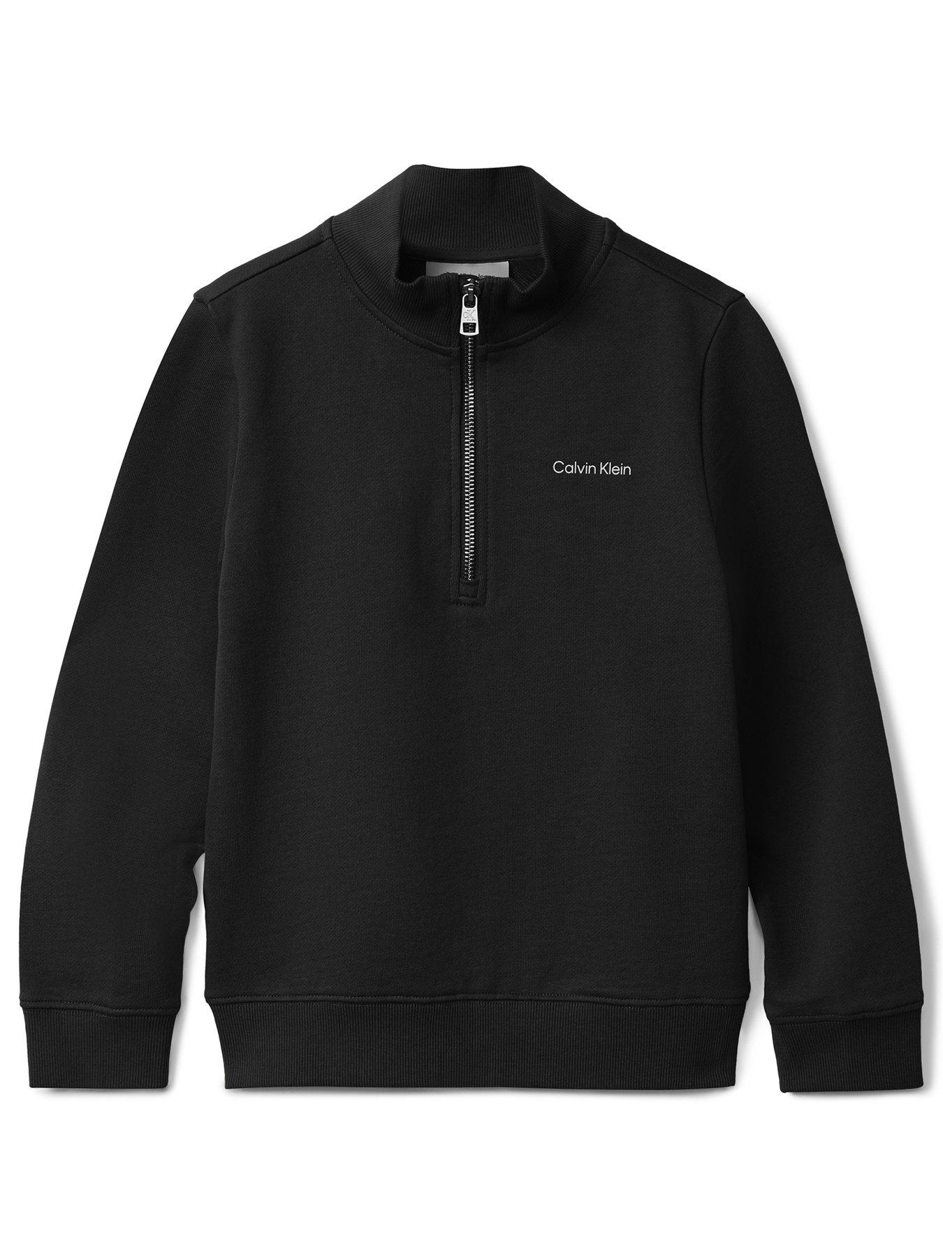 Calvin Klein Jeans Boys Chest Inst Logo Half Zip Sweatshirt - Black