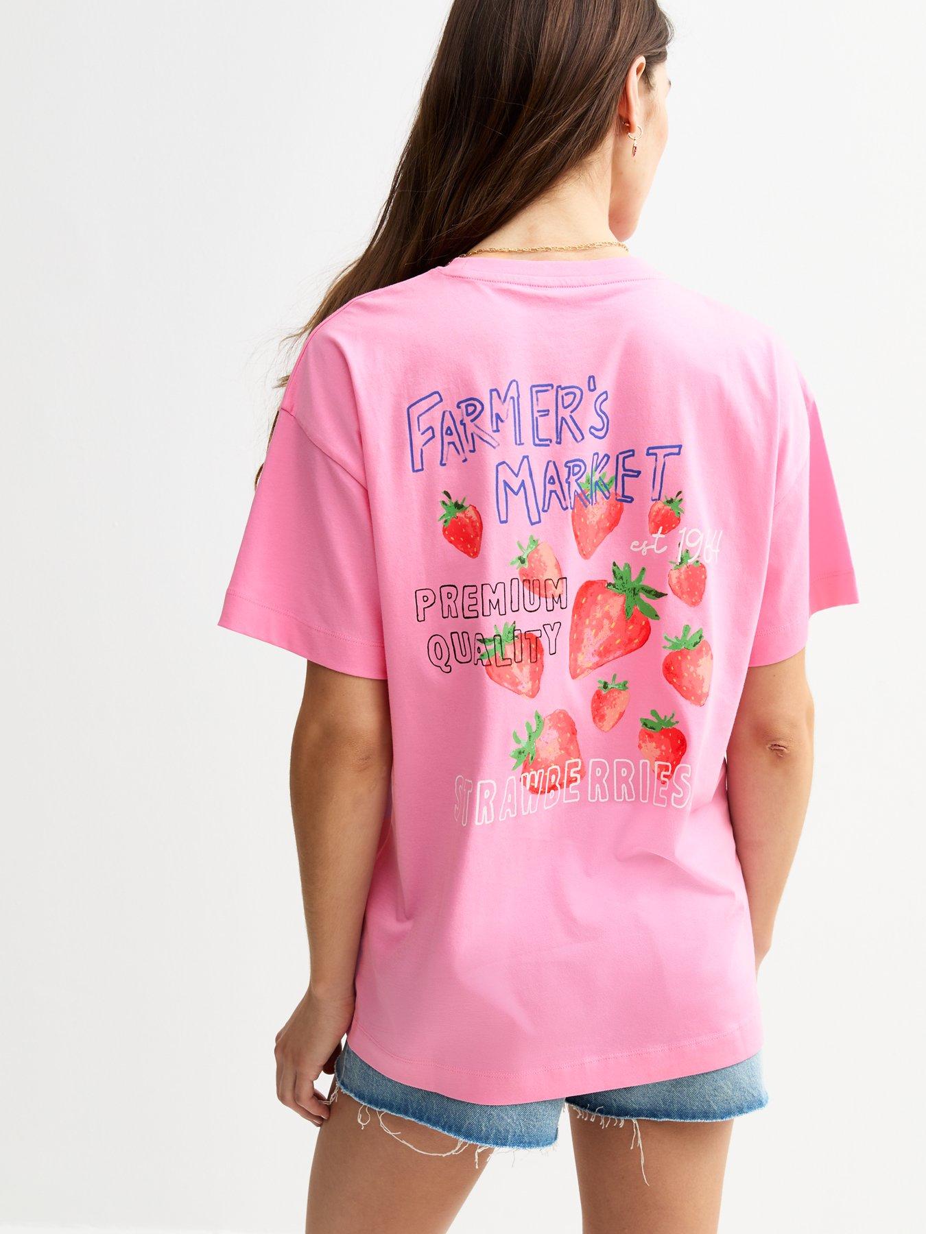 undefined Farmers Market Print Oversized T-Shirt - Pink