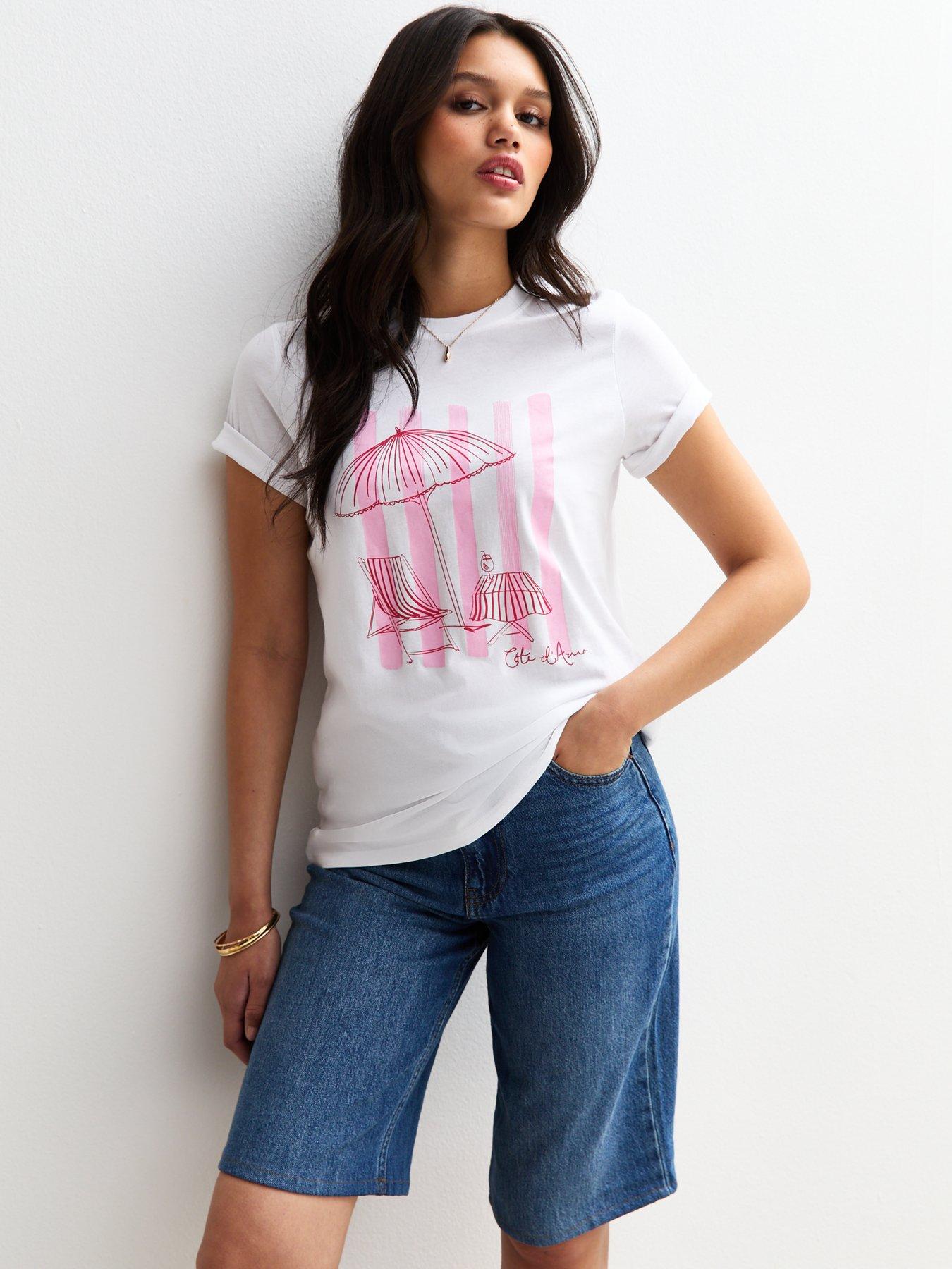 undefined White Deck Chair Print Relaxed T-shirt