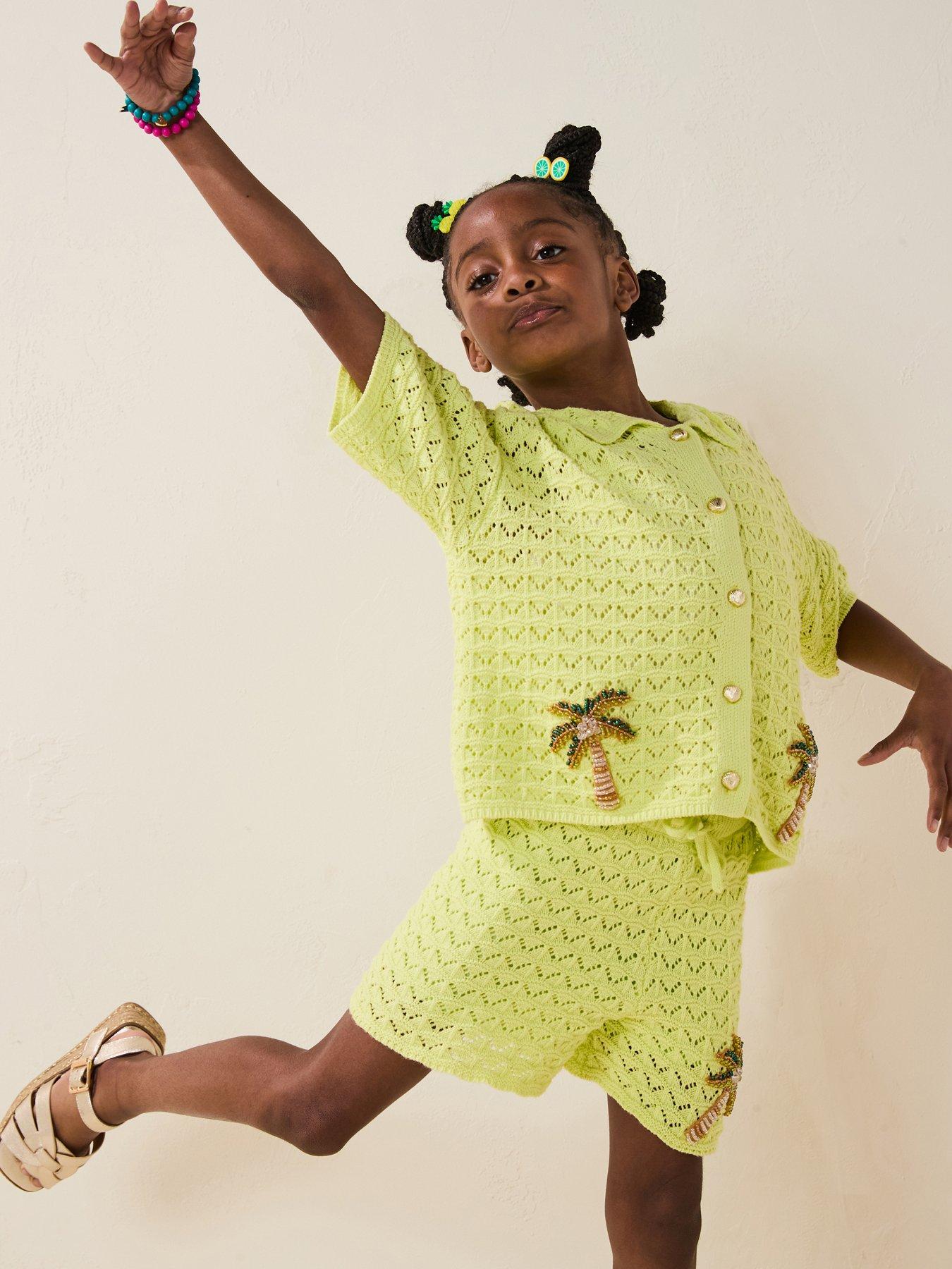 undefined Older Girl Revere Palm Tree Shirt Set - Green