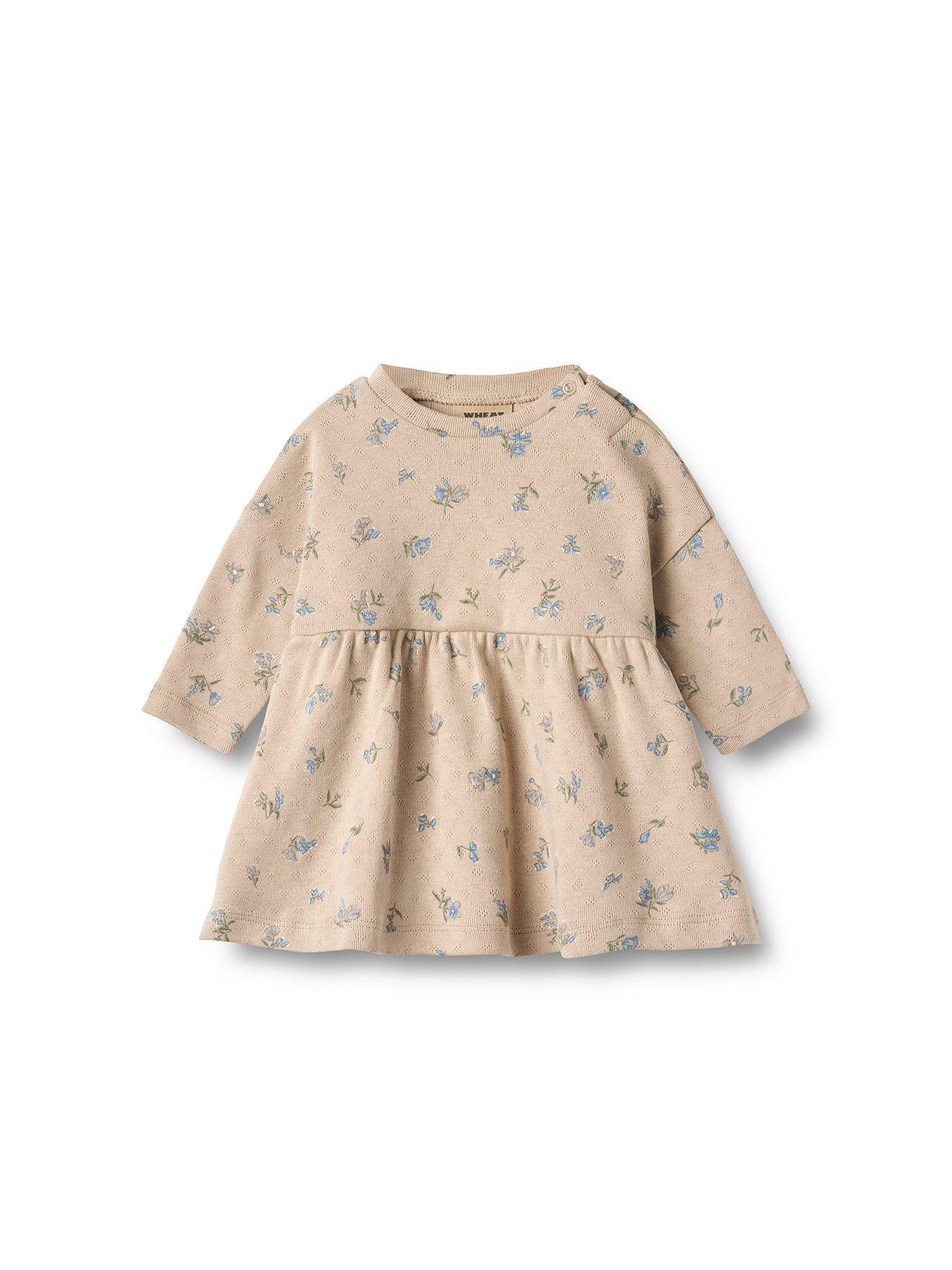 Wheat Baby Girls Emmy Long Sleeve Jersey Dress - Beige