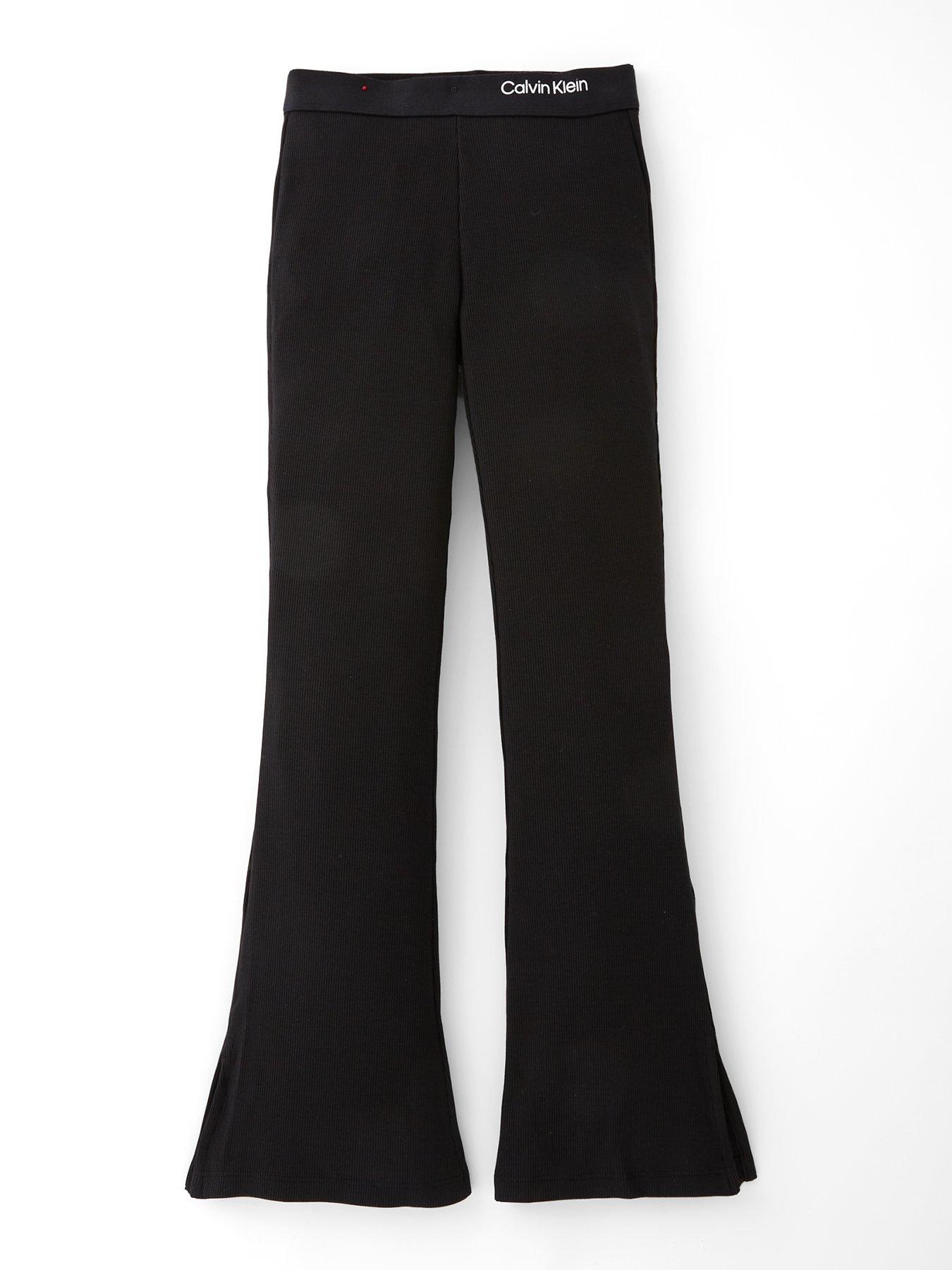 Calvin Klein Jeans Girls Rib Flare Pants, Black, Size Age: 8 Years
