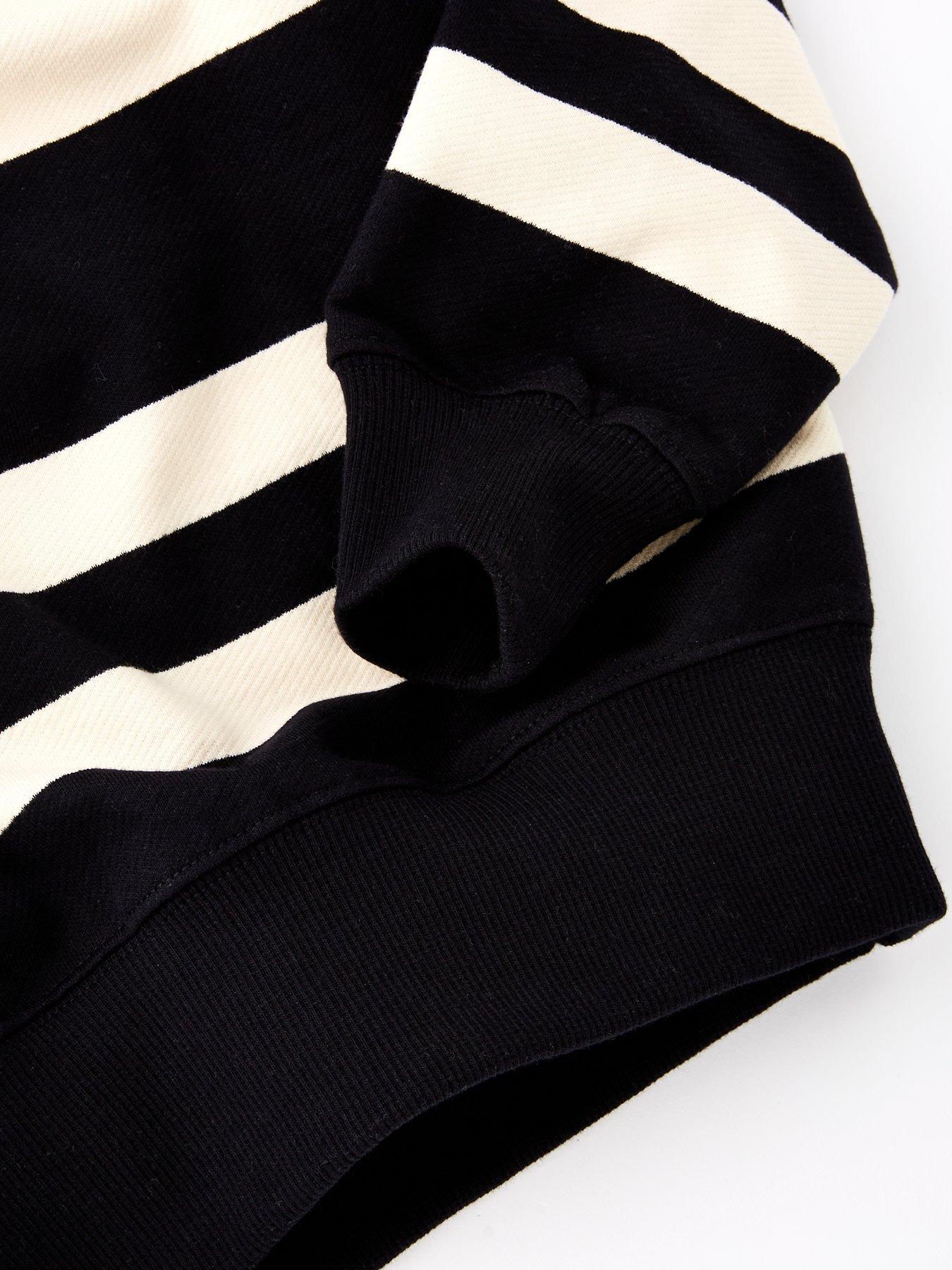 Image 4 of 4 of Calvin Klein Jeans Boys Striped Modern Crew Neck Sweatshirt - Black/Whitecap Grey