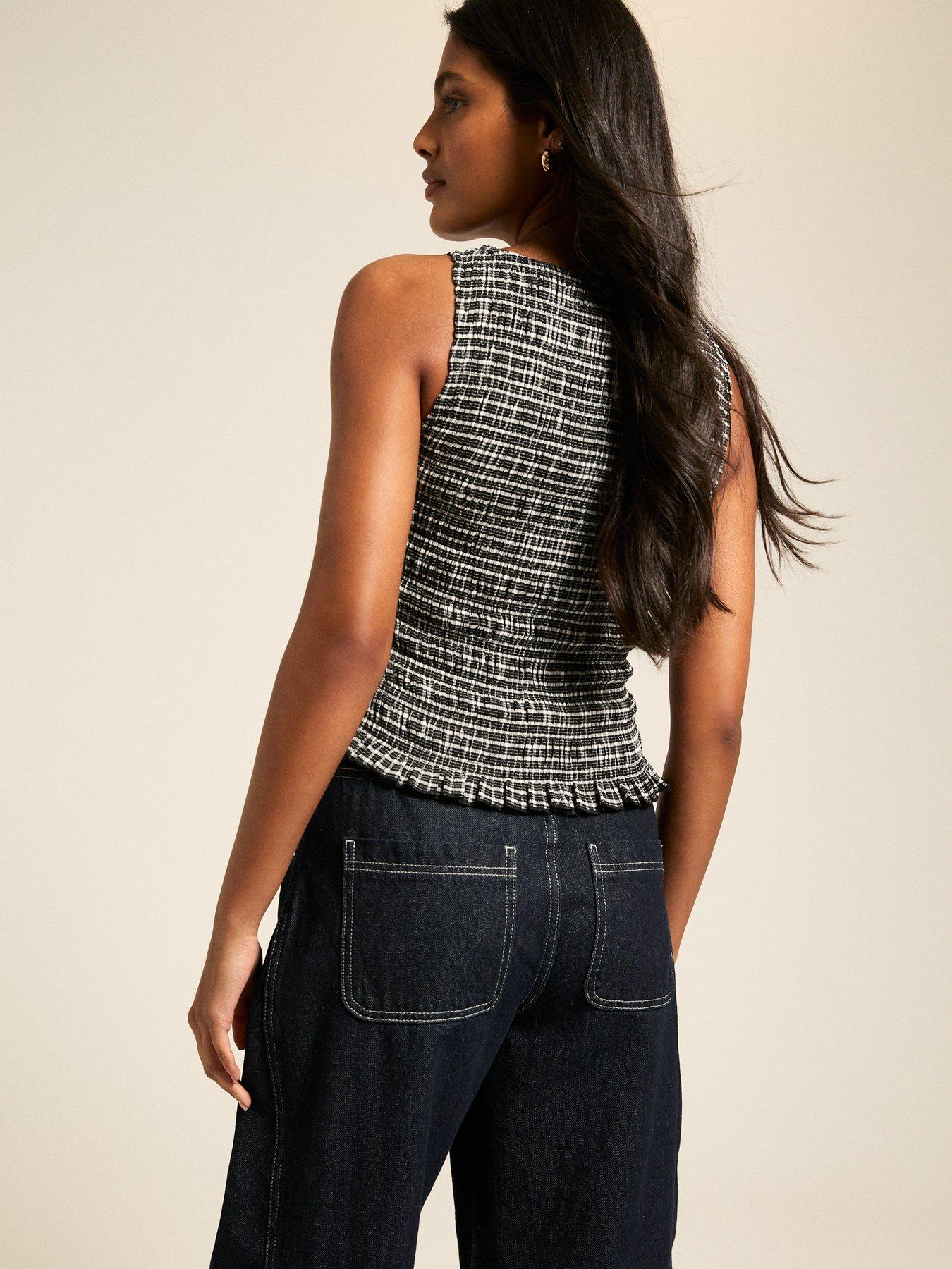 Image 2 of 4 of New Look Black Checked Shirred Vest