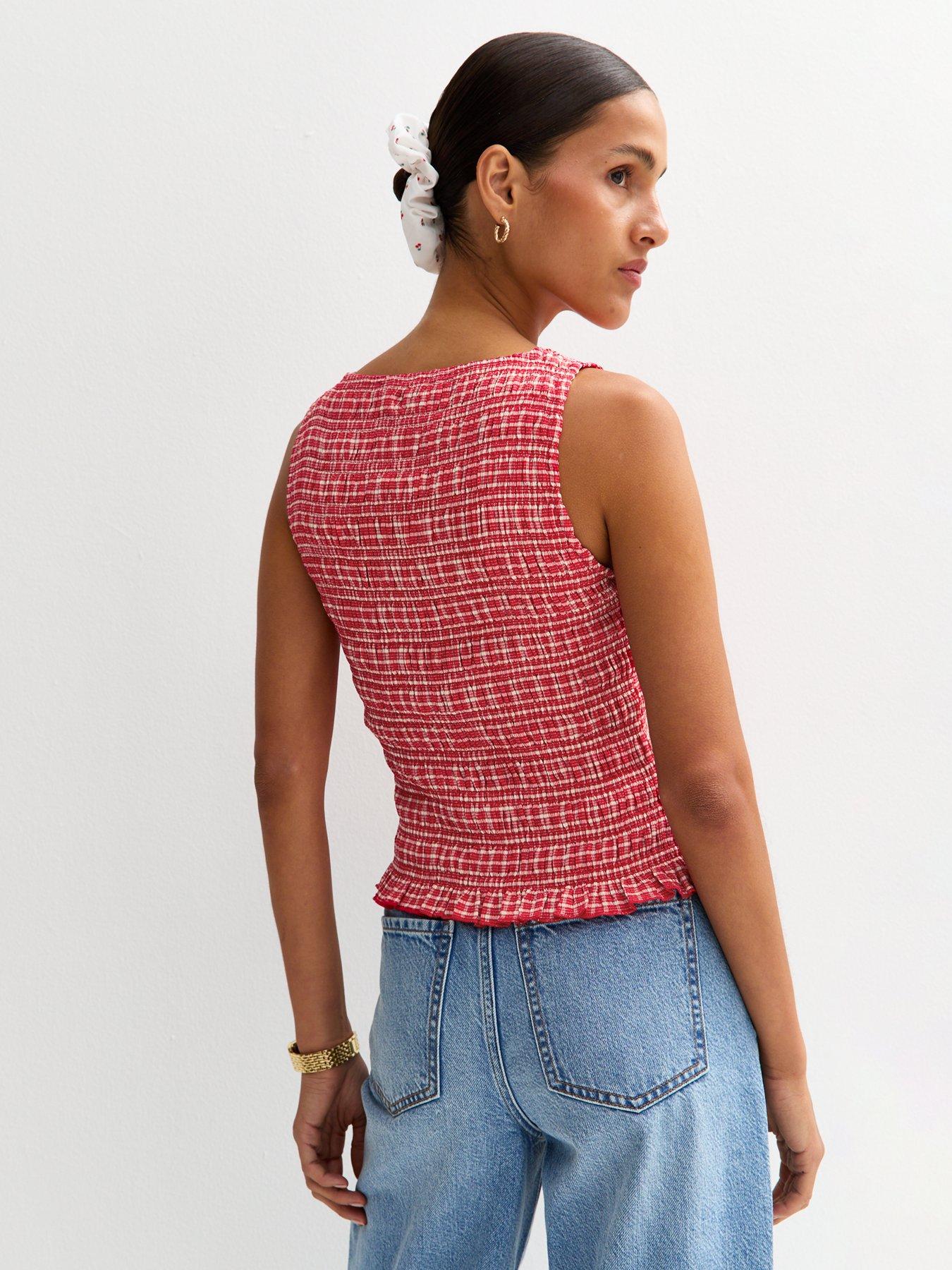 Checkered Layered-Look Vest With Fitted Ribbed Hem main image 0