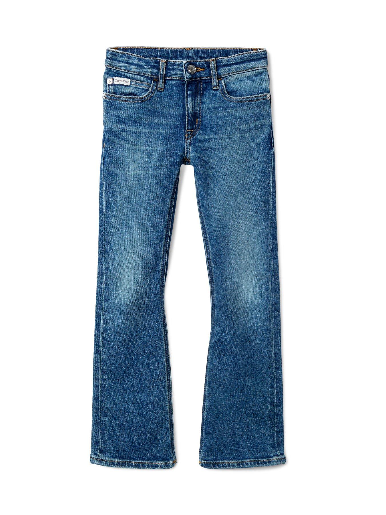 Calvin Klein Jeans Girls Flare Jeans, Blue, Size Age: 12 Years