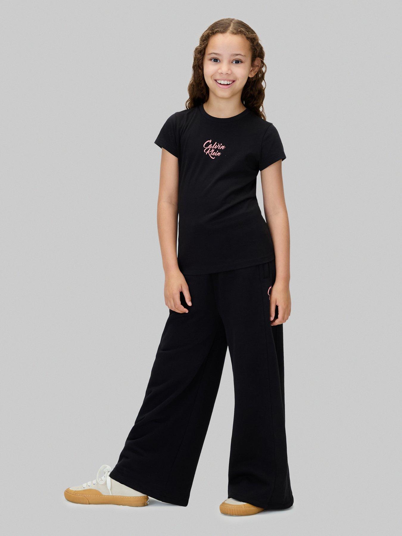 undefined Girls Script Logo Graphic Short Sleeve T-Shirt - Black