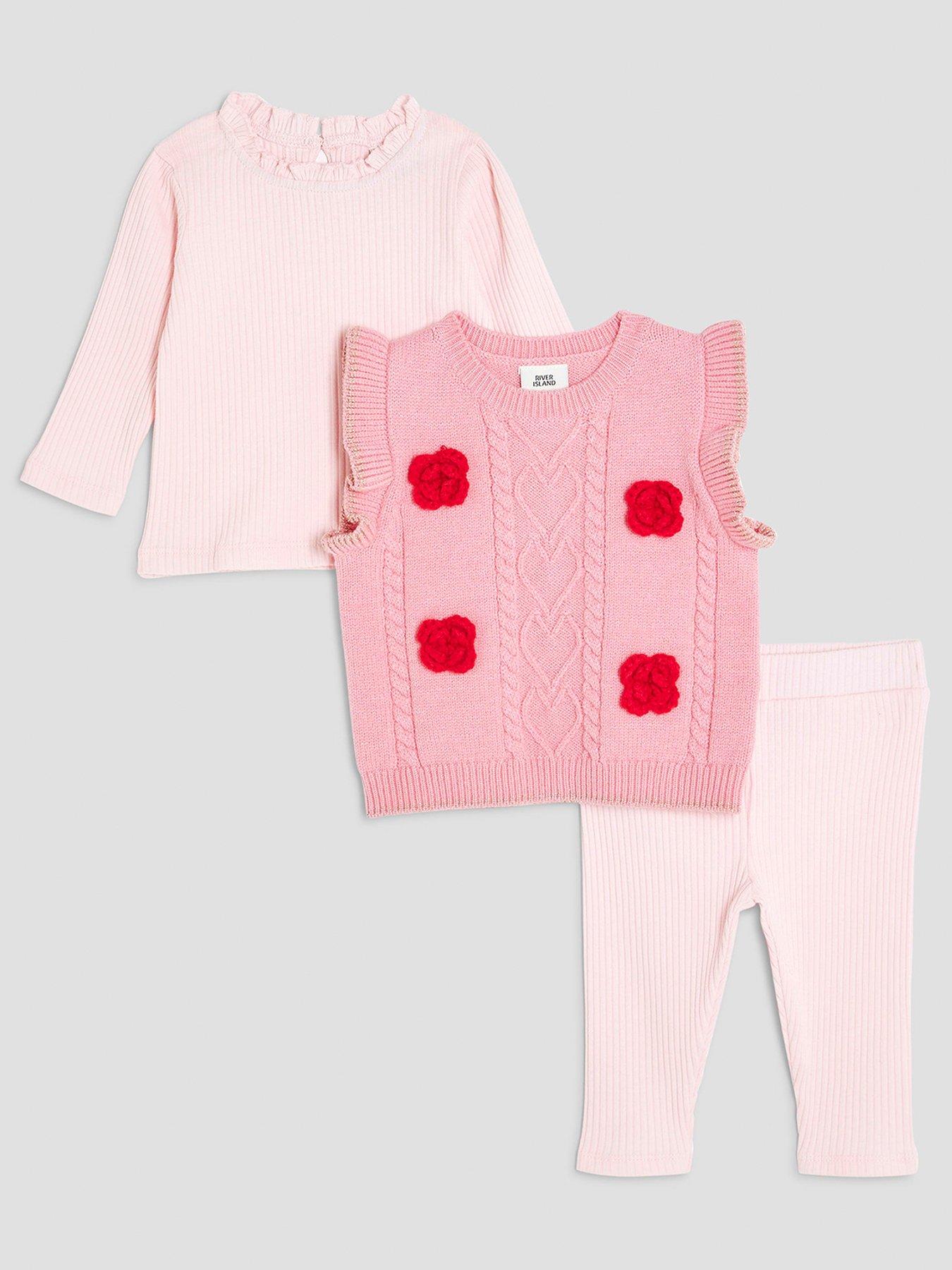 undefined Girls Knitted 3 Piece Set - Pink