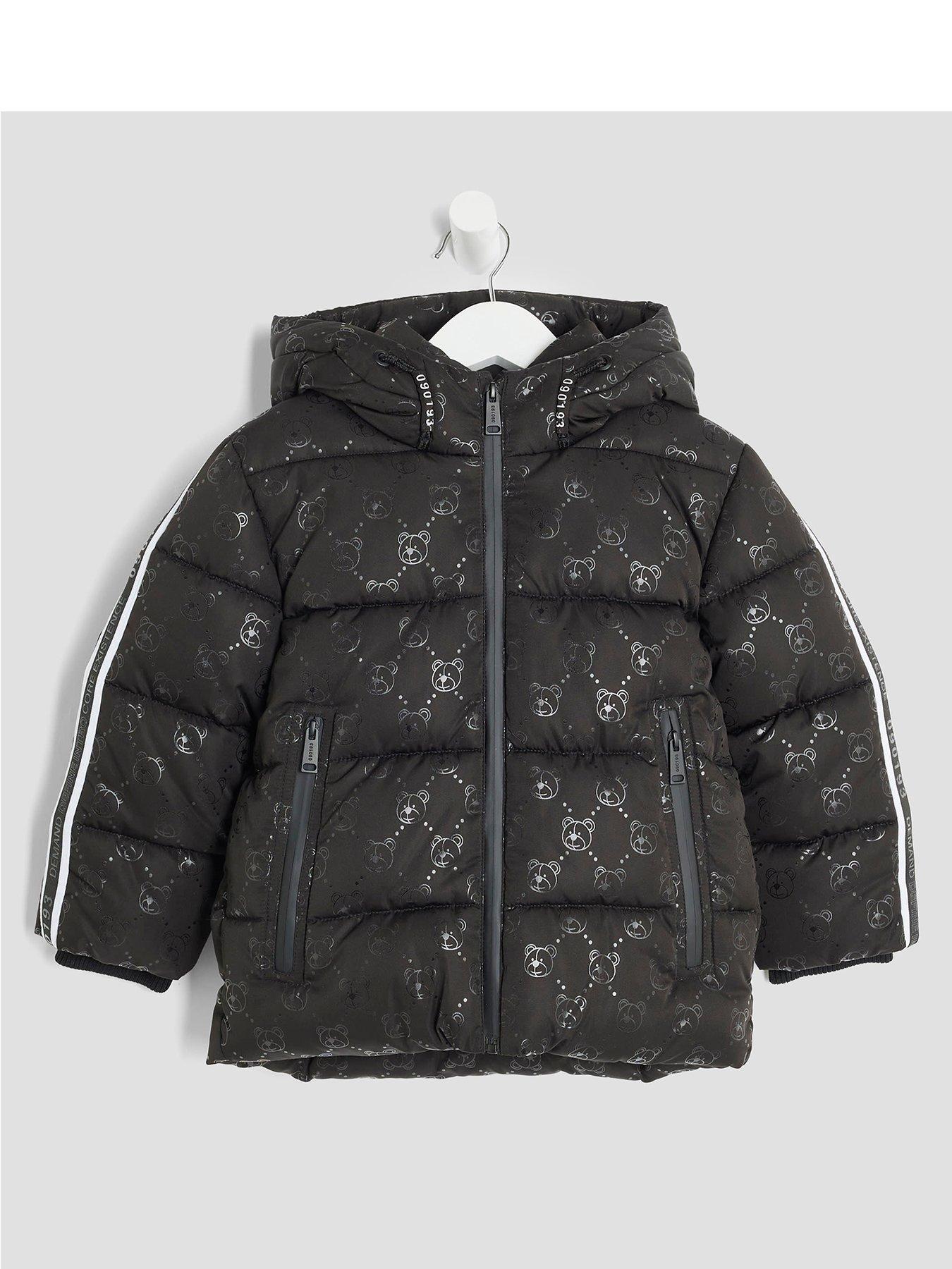 River Island Mini Mini Boys Bear Padded Coat - Black