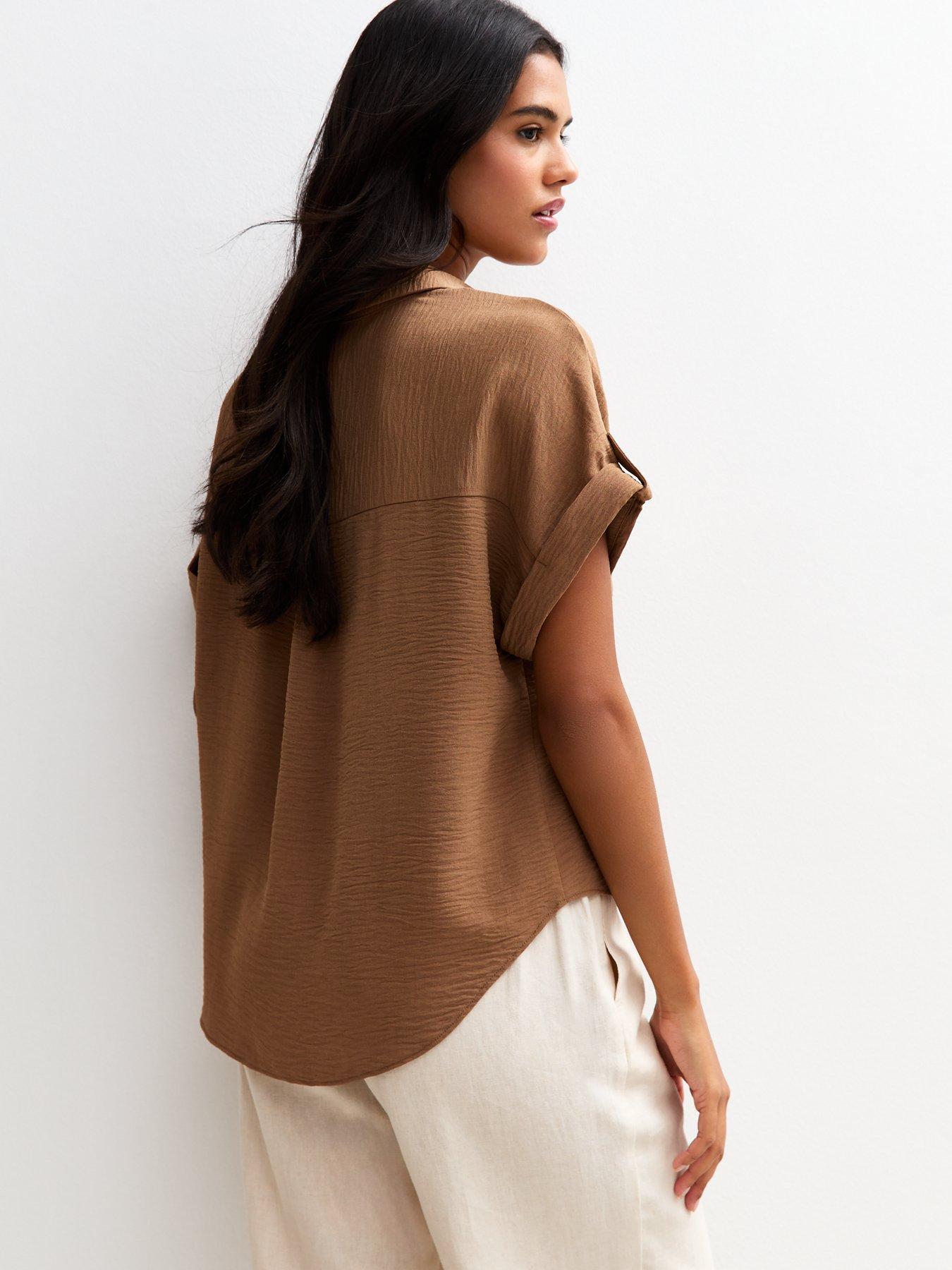 Image 2 of 4 of New Look Brown Double Chest Pocket Shirt