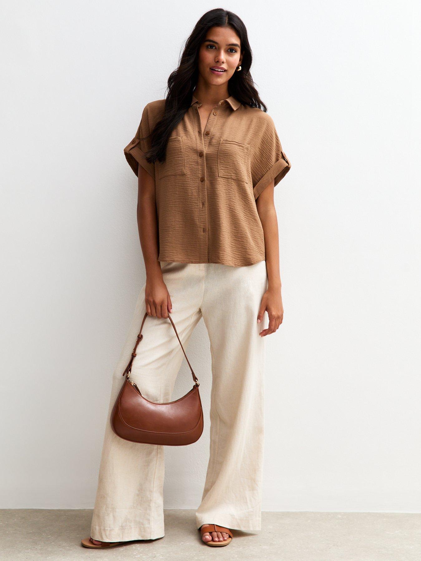 Image 3 of 4 of New Look Brown Double Chest Pocket Shirt