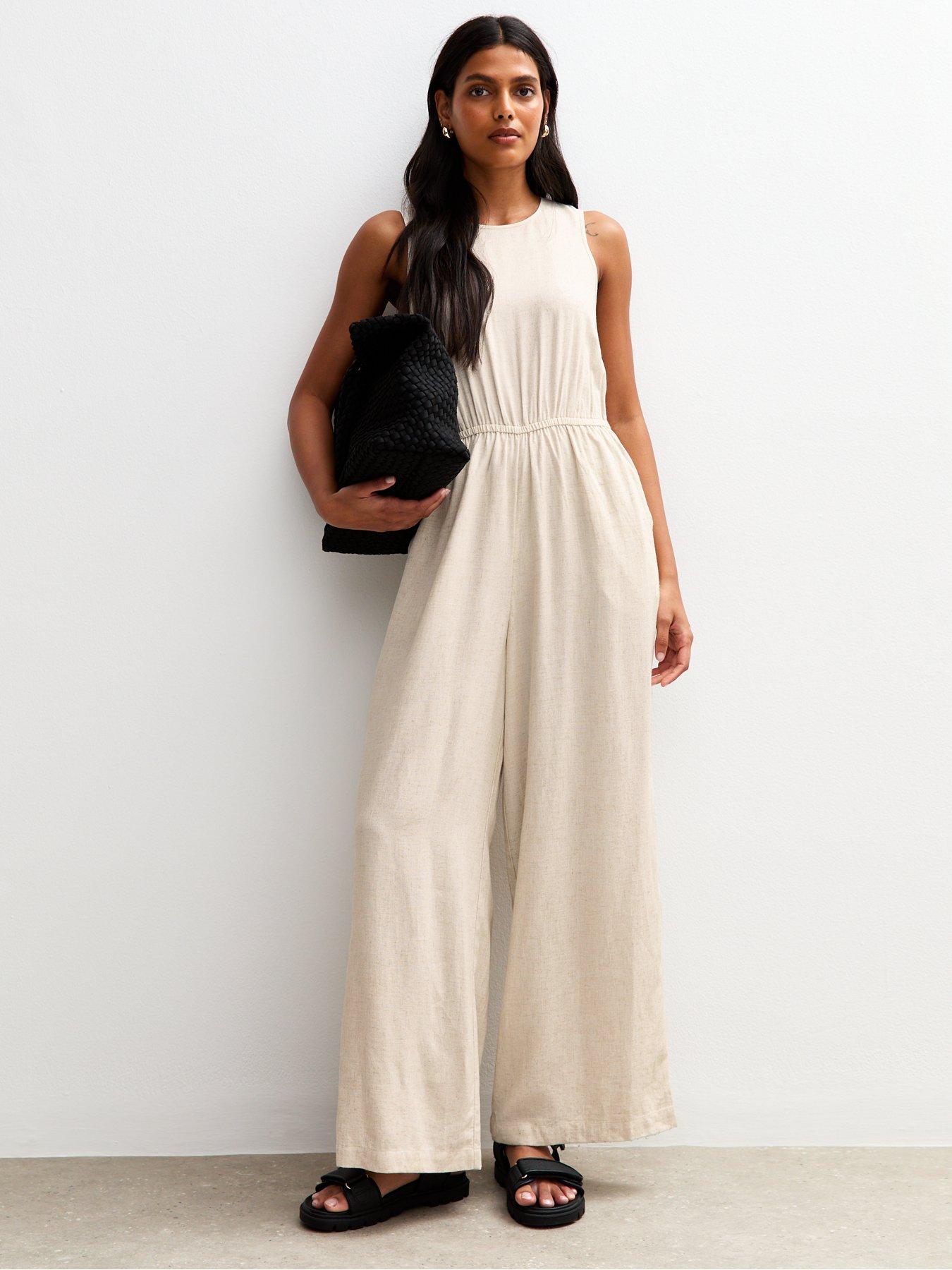 undefined Lyla Mix Tie Jumpsuit - Grey