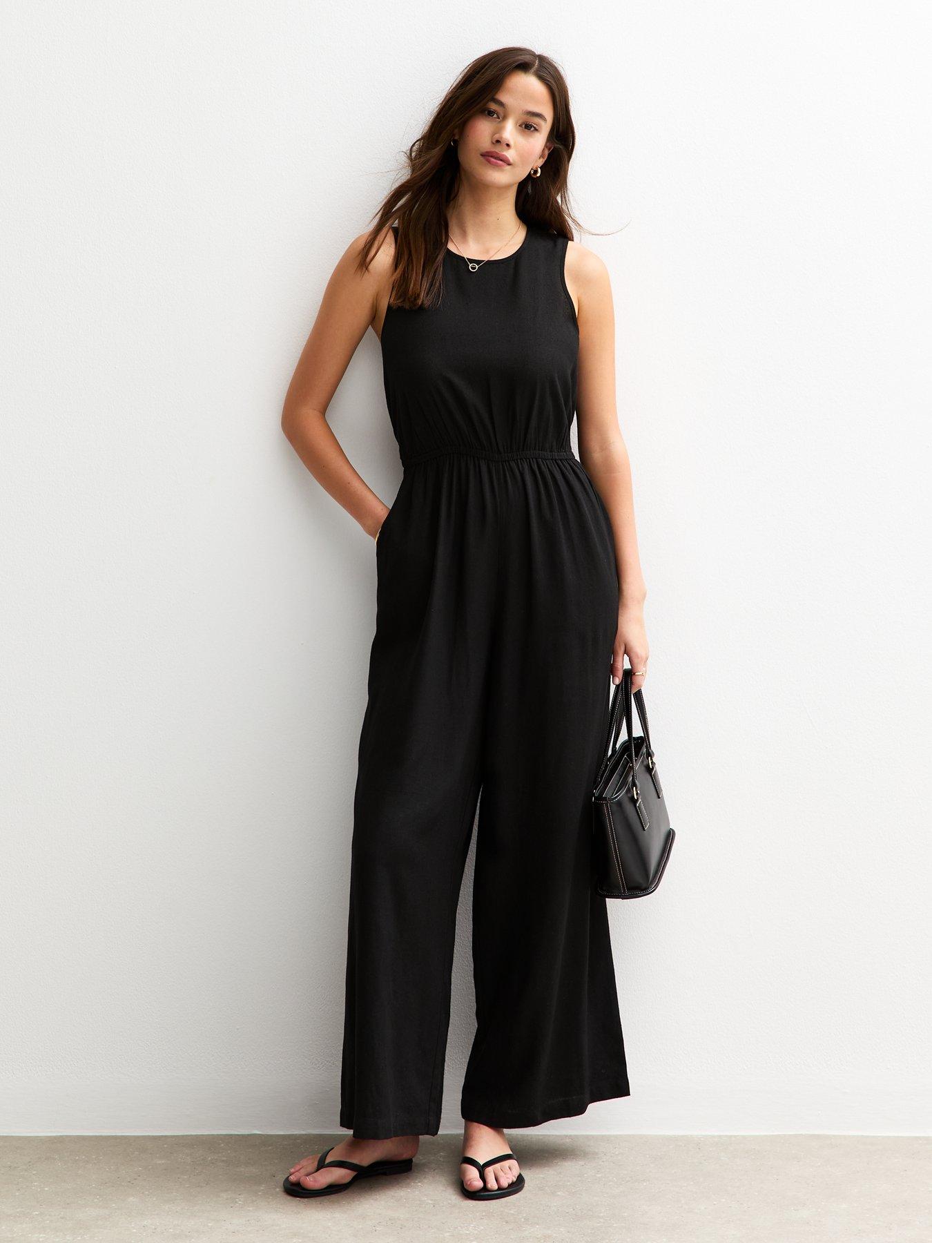 undefined Lyla Mix Tie Jumpsuit - Black