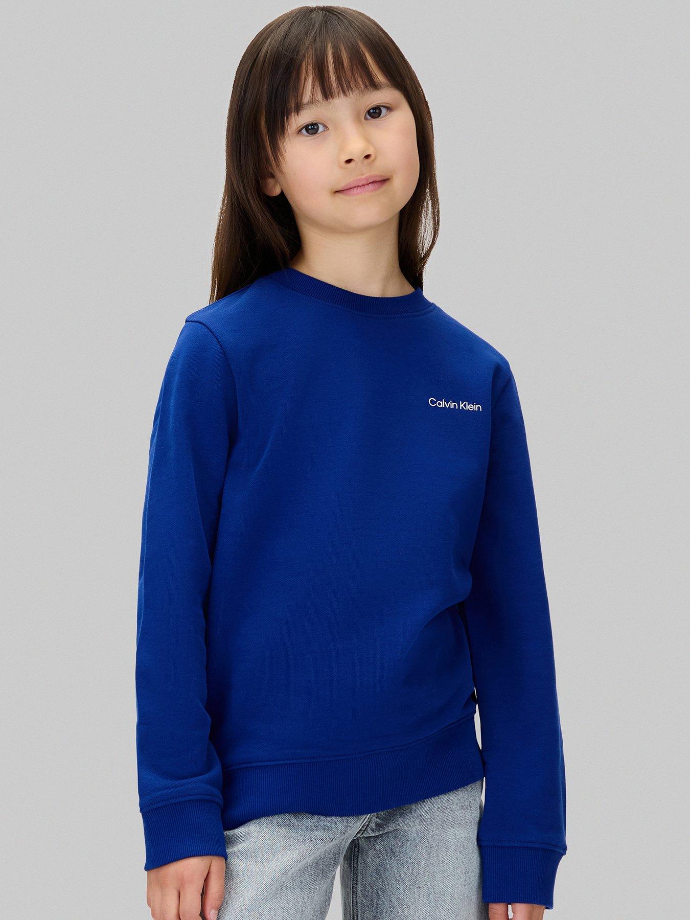 Calvin Klein Jeans Boys Chest Logo Regular Sweatshirt - Bold Blue