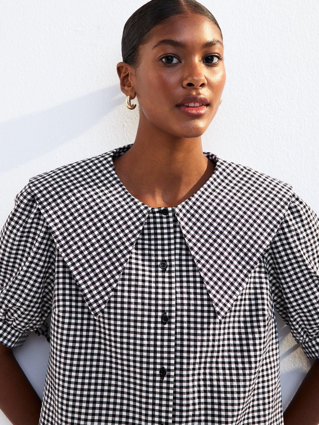0000~Standard Collar Gingham Cotton Shirt