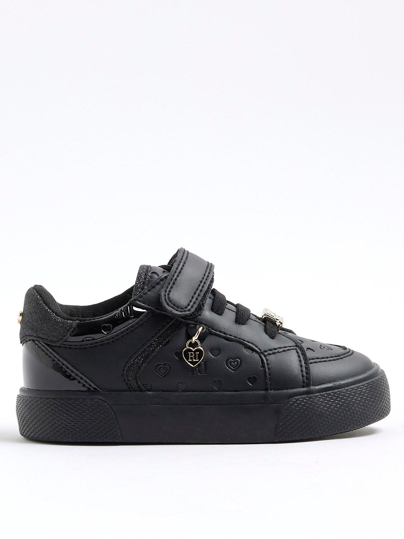 undefined Girls Monogram Velcro Trainers - Black