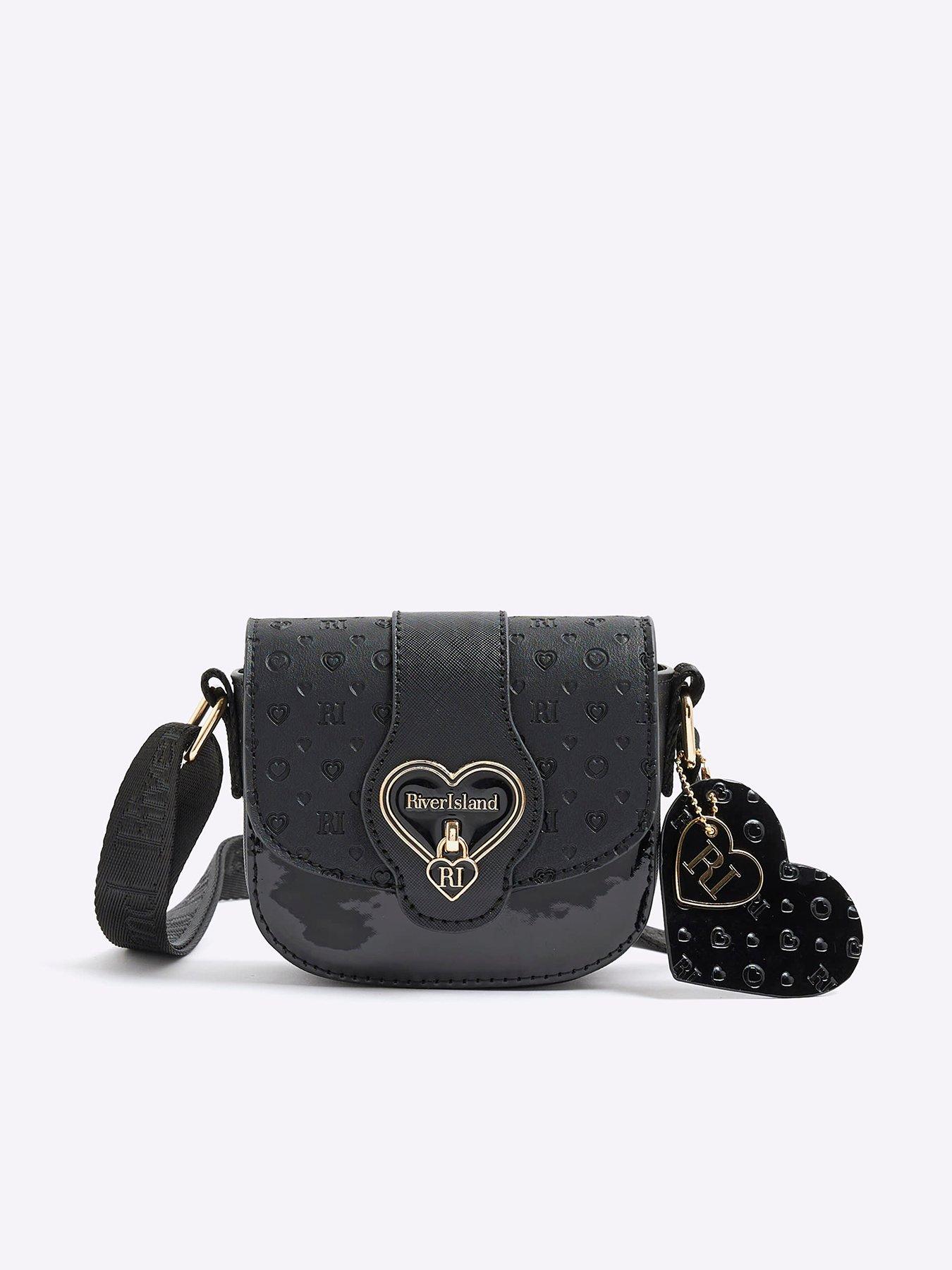 undefined Older Girls Monogram Heartlock Cross Body Bag - Black